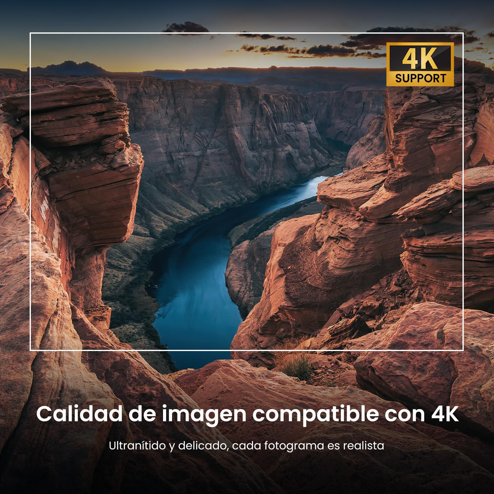 【Google TV Official】 Smart Mini Proyector 4K, HAPPRUN 1000 ANSI 1080P Full HD Proyector con Dolby Audio, WiFi6 Bluetooth5.2 Projector Cine en Casa, Control de Voz, con Netflix, Prime Video, Youtube