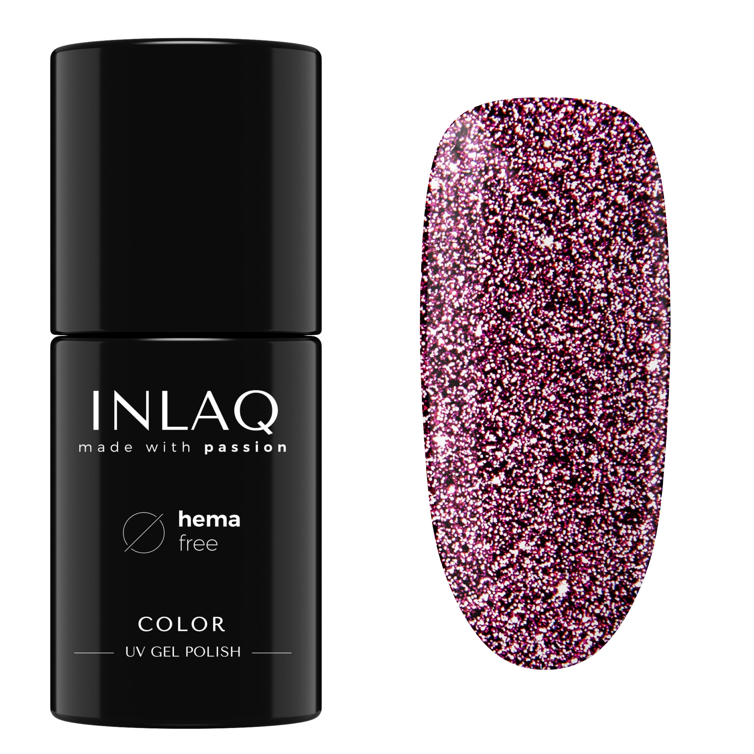 INLAQ® HEMA Free UV Nail Polish Glitter Shiny Signs Collection - Gel Nails Glitter Free by Hema - Glitter Gellack UV Varnish in Taurus Colours - 6ml