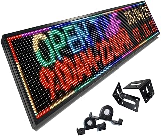 P10 LED Signs Programmable Outdoor 77"x14", IP65 Waterproof Scrolling LED Sign, Vibrant Colors Digital Led Signage Displays, Wifi + USB Control Open Signs for Business