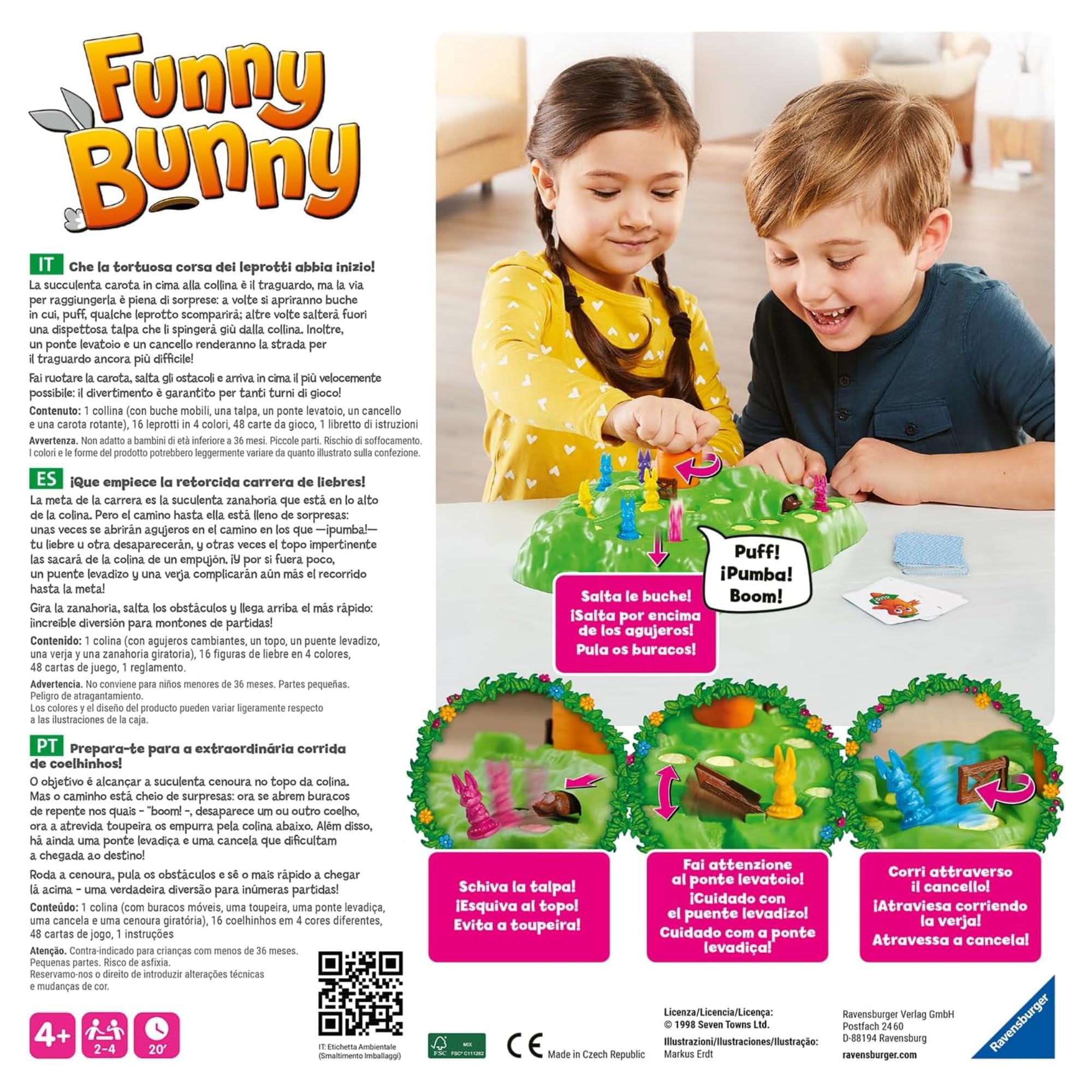 Ravensburger - Funny Bunny, Juegos De Mesa Niños 4 Años, Juguetes niños 4 años, Juegos De Mesa Niños, Juegos para niños, Regalos para Niños, Versión Español