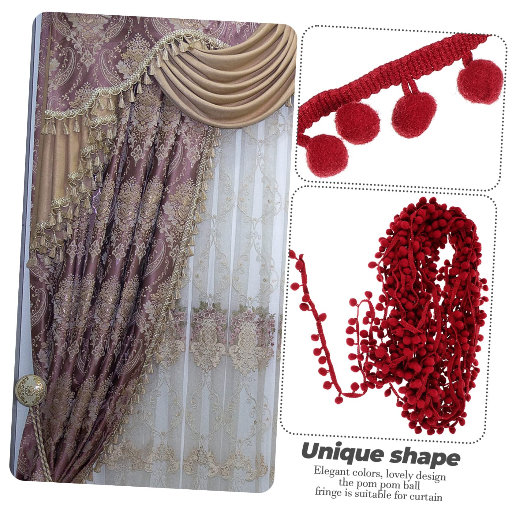 Operitacx 3stücke Pompon Borte Für Dekoration Ballfransen Für Vorhänge Kleidung Und Hochzeiten Weinrot Hochwertige Langlebige Materialien Für Kreative Projekte