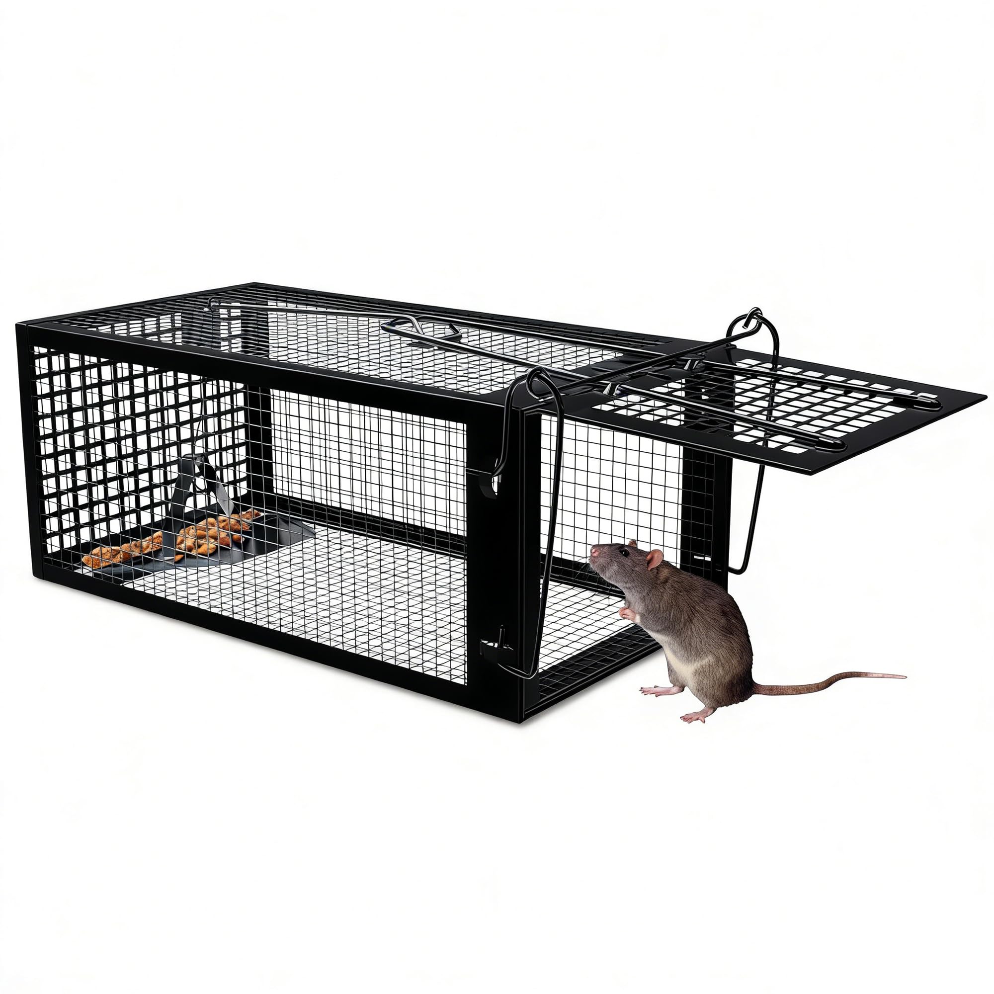 Humane Rat Trap, Live Mouse Trap Cage for Indoor & Outdoor, Upgraded Sensitive Effective Rodent Trap Cage, No Kill Mouse Trap Catch and Release, Suitable for Mice Mouse - 27cm x 14cm x 12cm