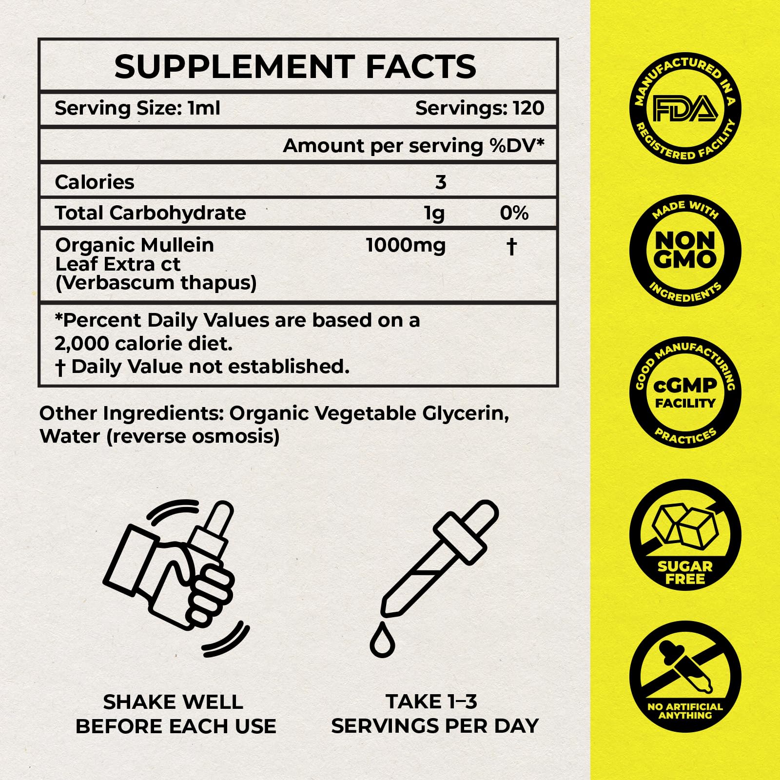 Mullein Drops for Lungs – USDA Organic Mullein Leaf Extract for Lungs & Bronchial Cleanse - Mucus Relief & Lung Detox - for Smokers & Allergy Sufferers - Made in USA - 4oz Tincture — Amazon image 3