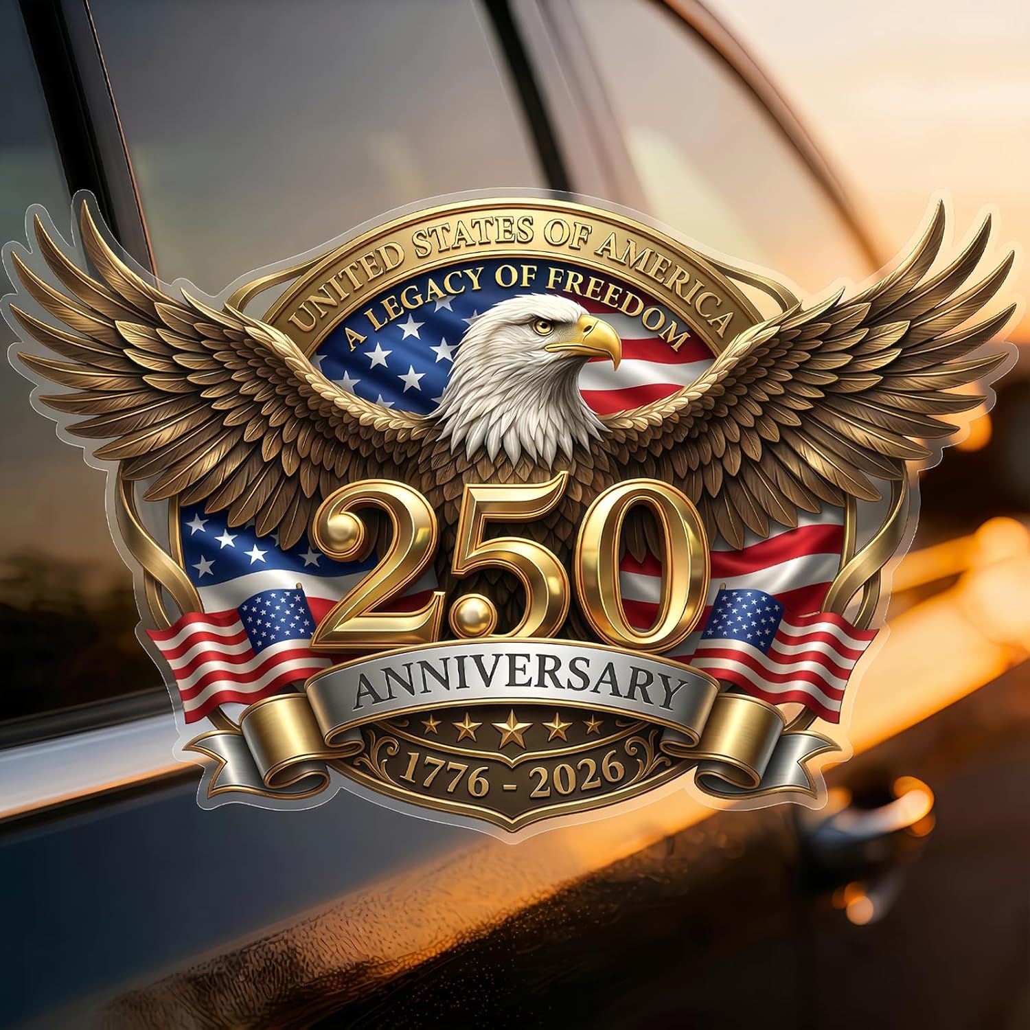 5PCS 250 Anniversary USA Stickers (1776–2026), 250 Anniversary USA Window Decal, USA 250th Anniversary Birthday Patriotic Vinyl Sticker for Car Windows Refrigerator Laptop Truck SUV