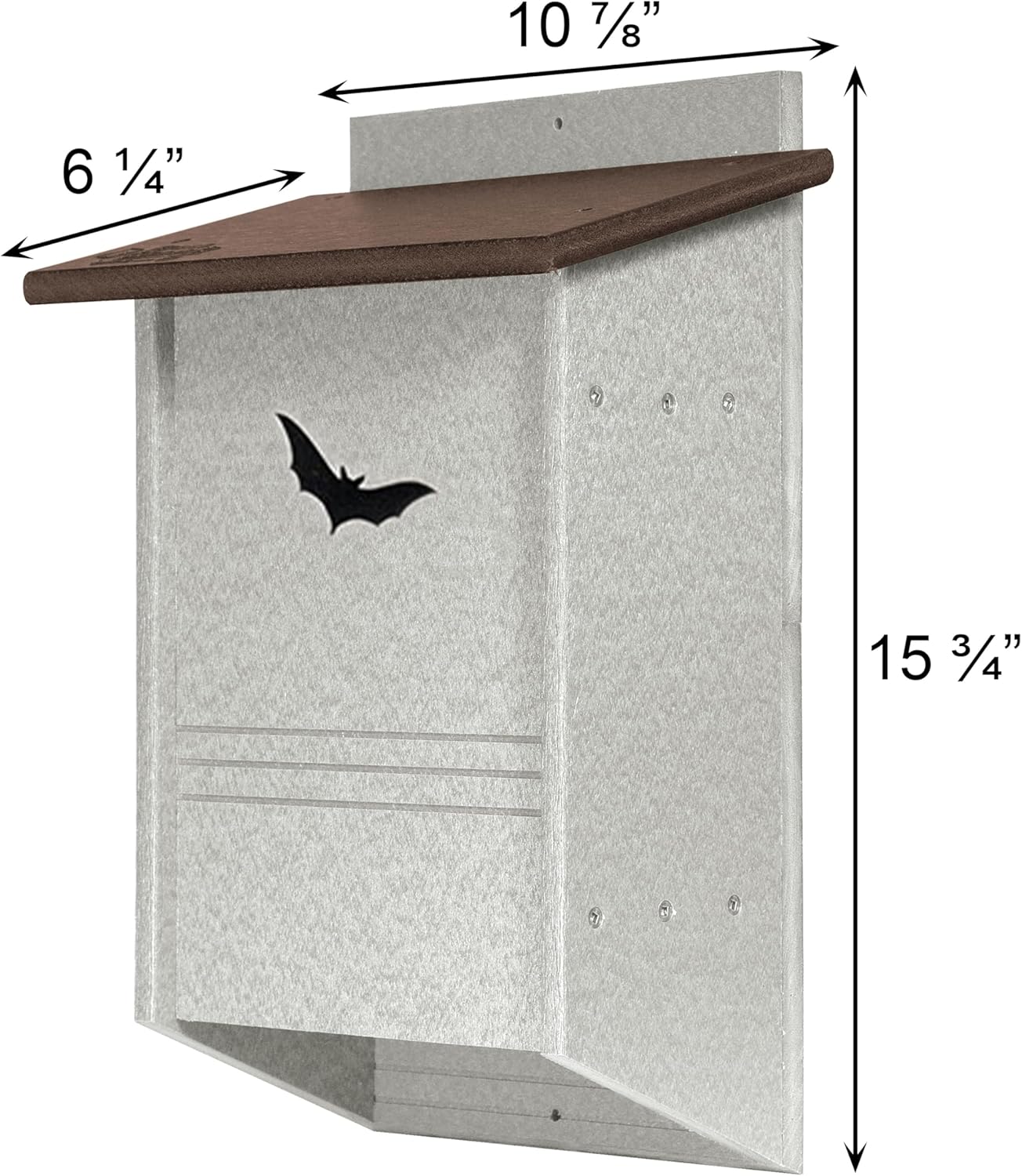 Prime Retreat Amish Made Recycled Plastic Triple Cell Bat House – Brown & Gray Outdoor Bat Shelter for Up to 40 Bats, Tree or Wall Mount, Made in USA