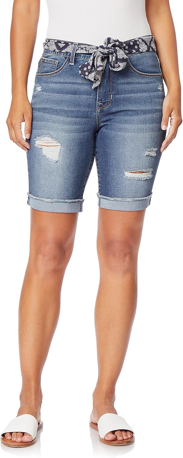Angels Forever Young Women's 9" Signature Denim Bermuda Shorts