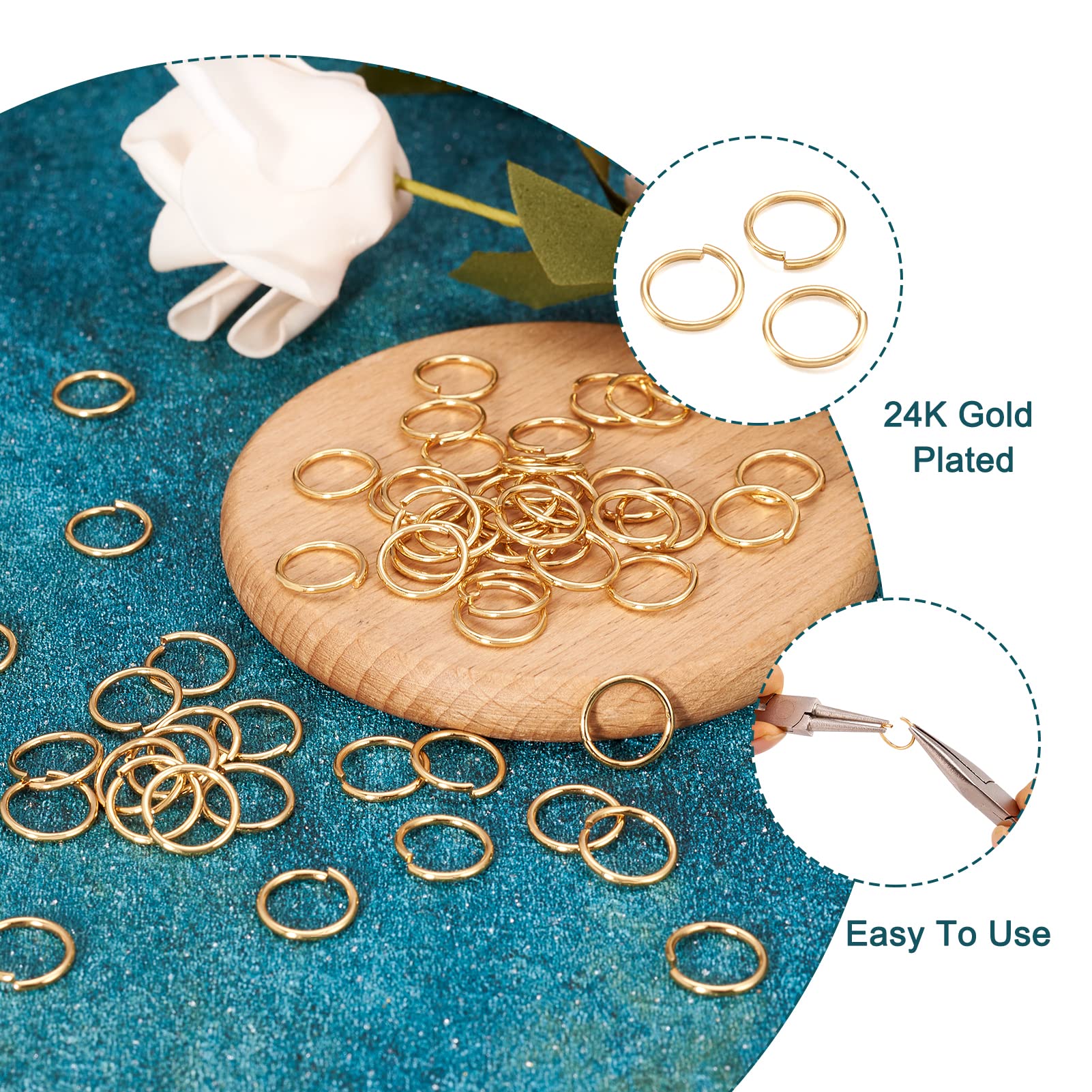 500 Anelli Di Salto Placcati Oro Rosa Scuro Aperti 3 Mm Calibro - Foto 9