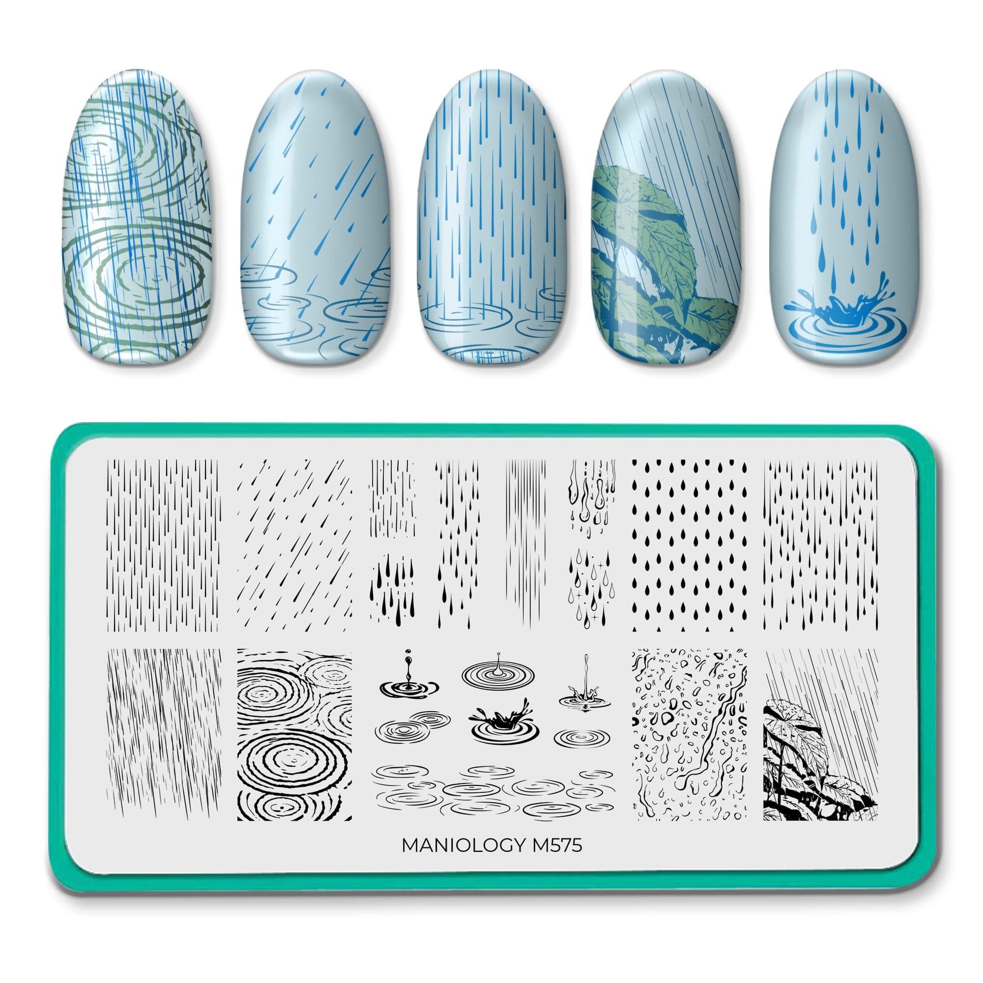 Maniology Misty Mornings Nail Stamping Plate, Rainy Day Soft Weather Stamp Plates, Stormy Light Drizzle Manicure Designs, DIY Raindrop Patterns