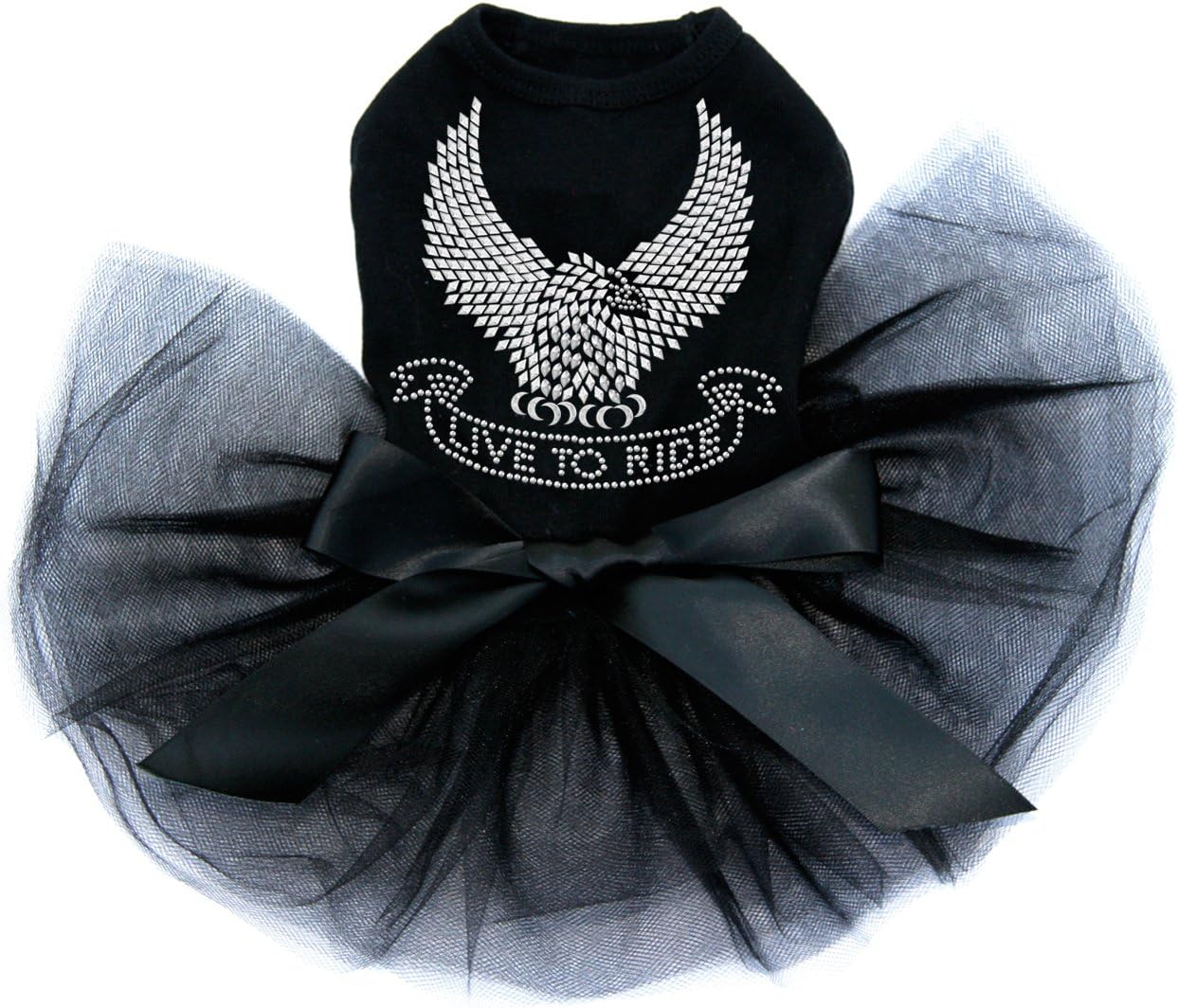 Live to Ride Eagle - Dog Tutu Dress, L Black