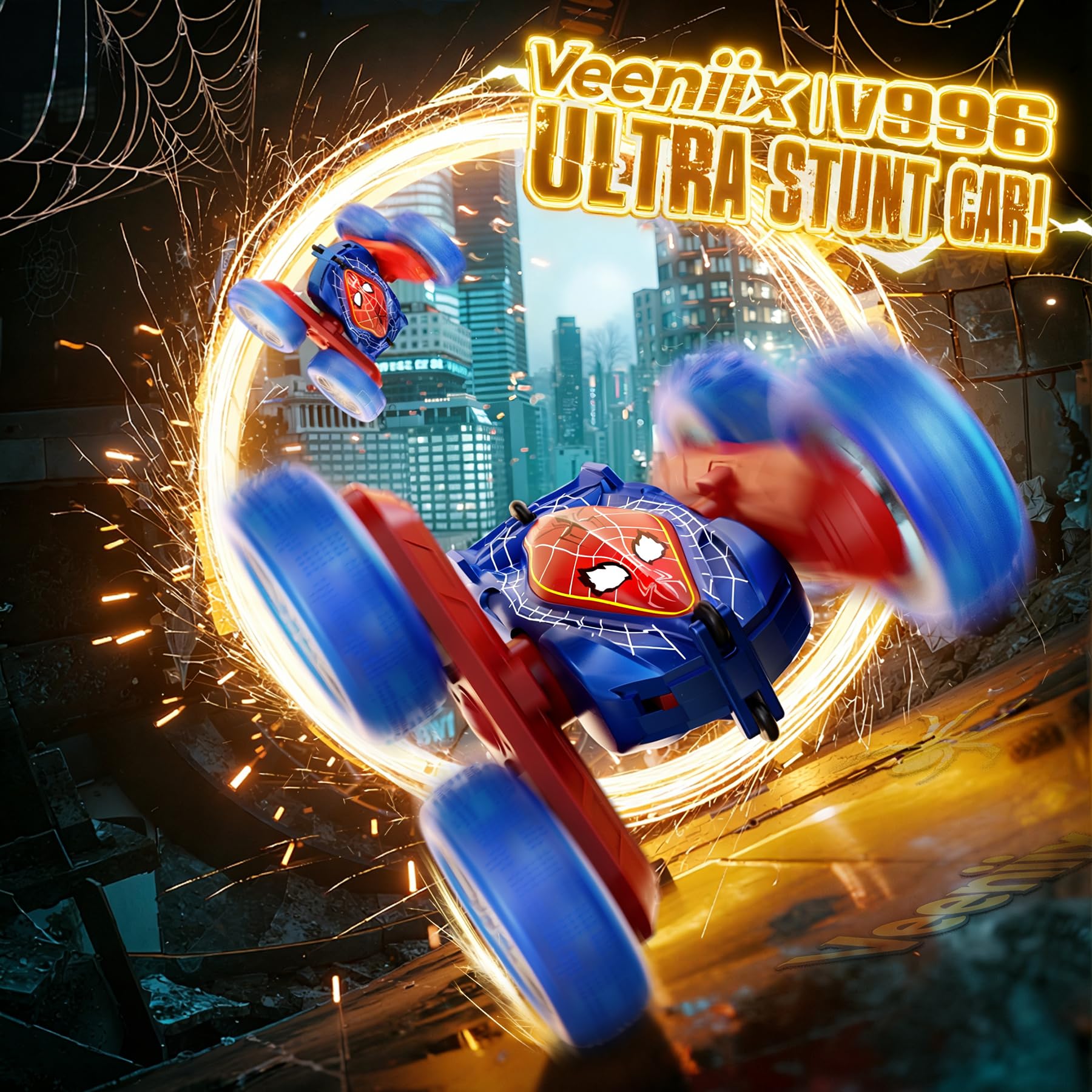 カーズ スティーブンソン& フライゼンハワー Amazon.com: Veeniix Spider RC Stunt Car 360 Flipping 4WD LED Light