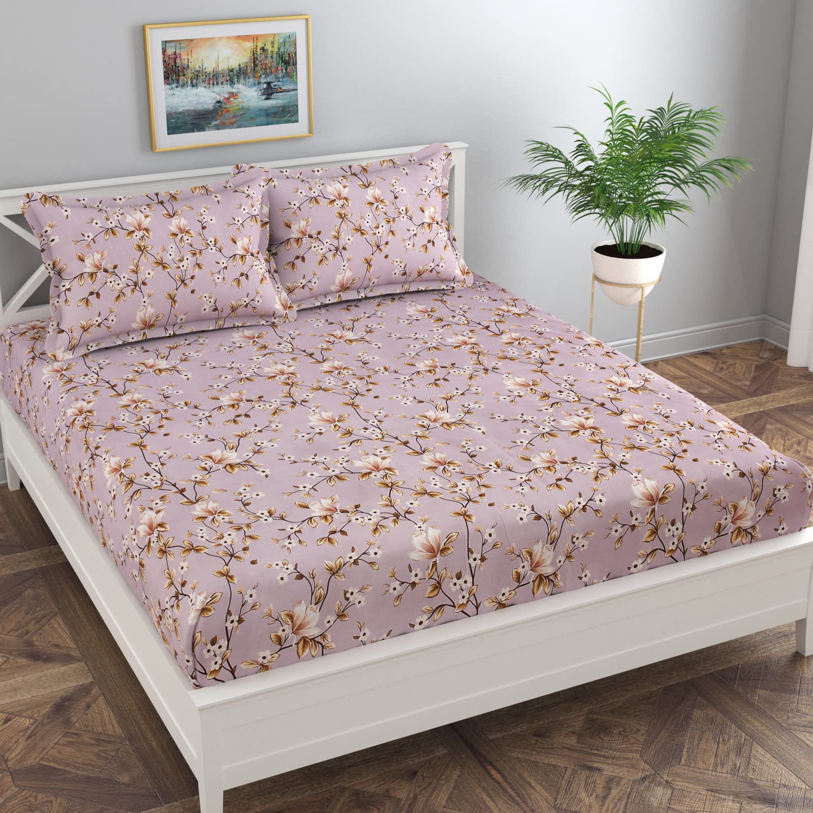 Florida Pink Floral Microfiber Bedsheet – Soft & Stylish -24