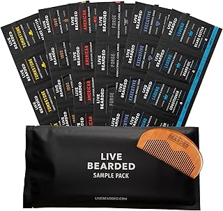 Live Bearded Beard Oil and Butter Grooming Kit Sample Pack with Comb, Bonus Gift - All-Natural Ingredients Shea, Argan, Jojoba - Growth Support - Made in the USA