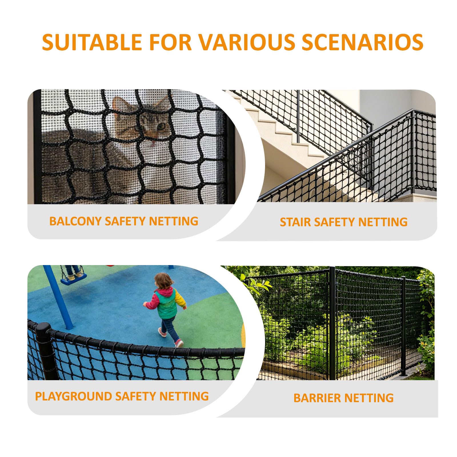 Rete Di Sicurezza Per Bambini, Rete Di Sicurezza Anticaduta Senza Nodi | Rete per Ringhiere per Scale Balcone Recinzione Parco Giochi Appartamento, Rete Decorativa