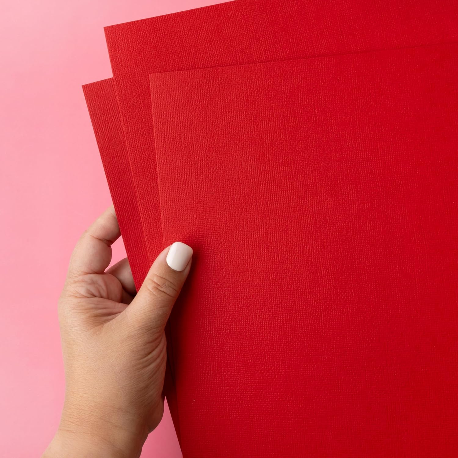 Cardstock 12x12 Scrapbook Paper Pack - Textured Heavy Duty Red Paper for Die Cutting, Card Making, Crafts - 60 Square Sheets, 80lb (216gsm), Solid Core