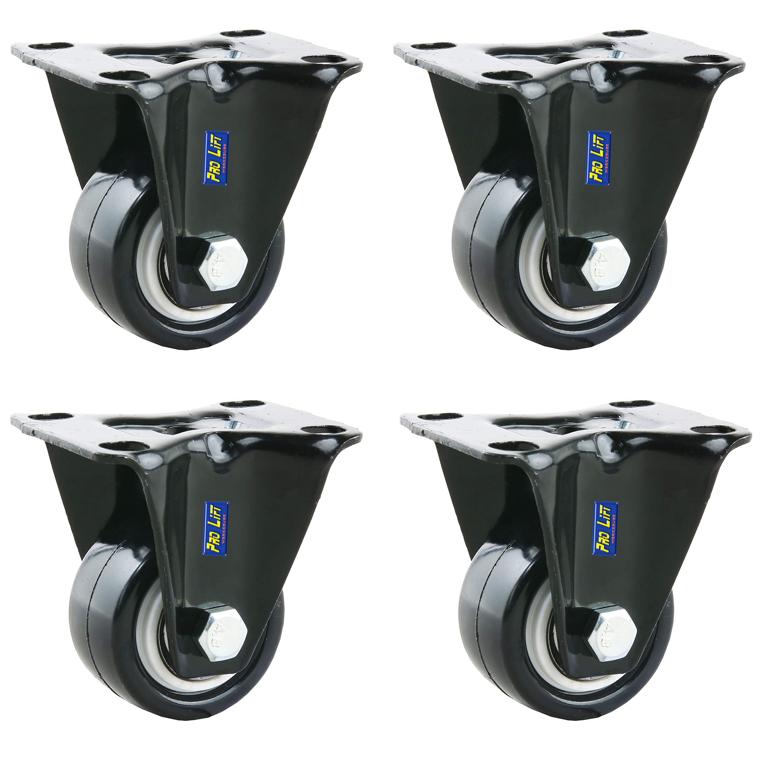 CASCOO SETHBBB100R4F1R0N Rollensatz 2 Rückenlochlenkrollen-, 2 mit Feststeller, Polyamid, Elastik blau, Gummi, Durchmesser 100 mm, Rollenlager, Transportrollen, Traglast 450 kg (4-er Pack