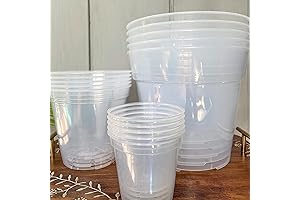 karenplantsplants® 4", 6", 9" Clear Round Plastic Nursery Pots Variety Pack (5 Each Size)
