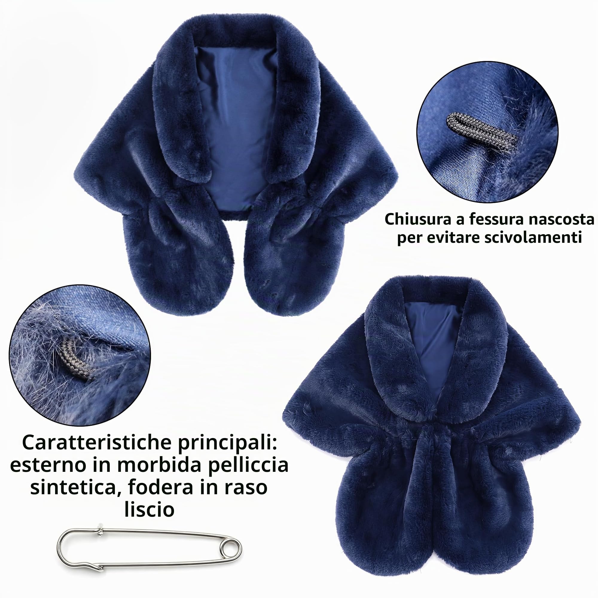 Lifup Scialle Stola Donna Pelliccia Sintetica Sciarpa Elegante Morbido Coprispalle per Matrimonio Invernale Cerimonia Sposa Damigella