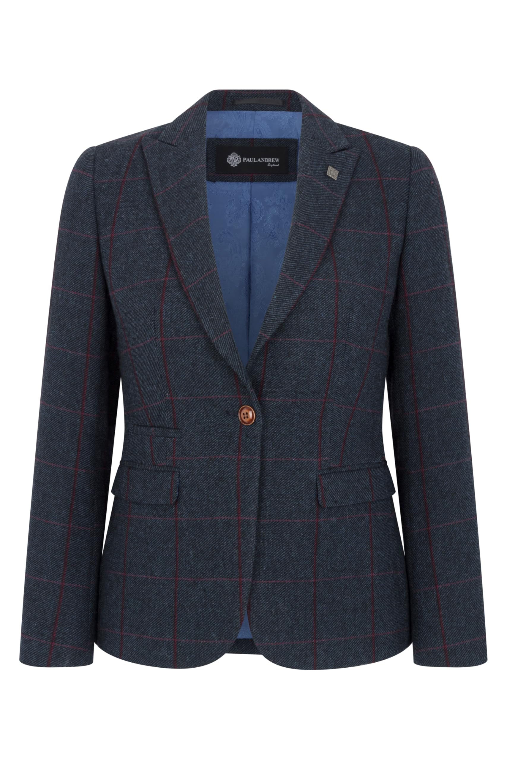 Infinity Leather Women's Blue Tweed Tailored Fit Formal Blazer In | : Size 14