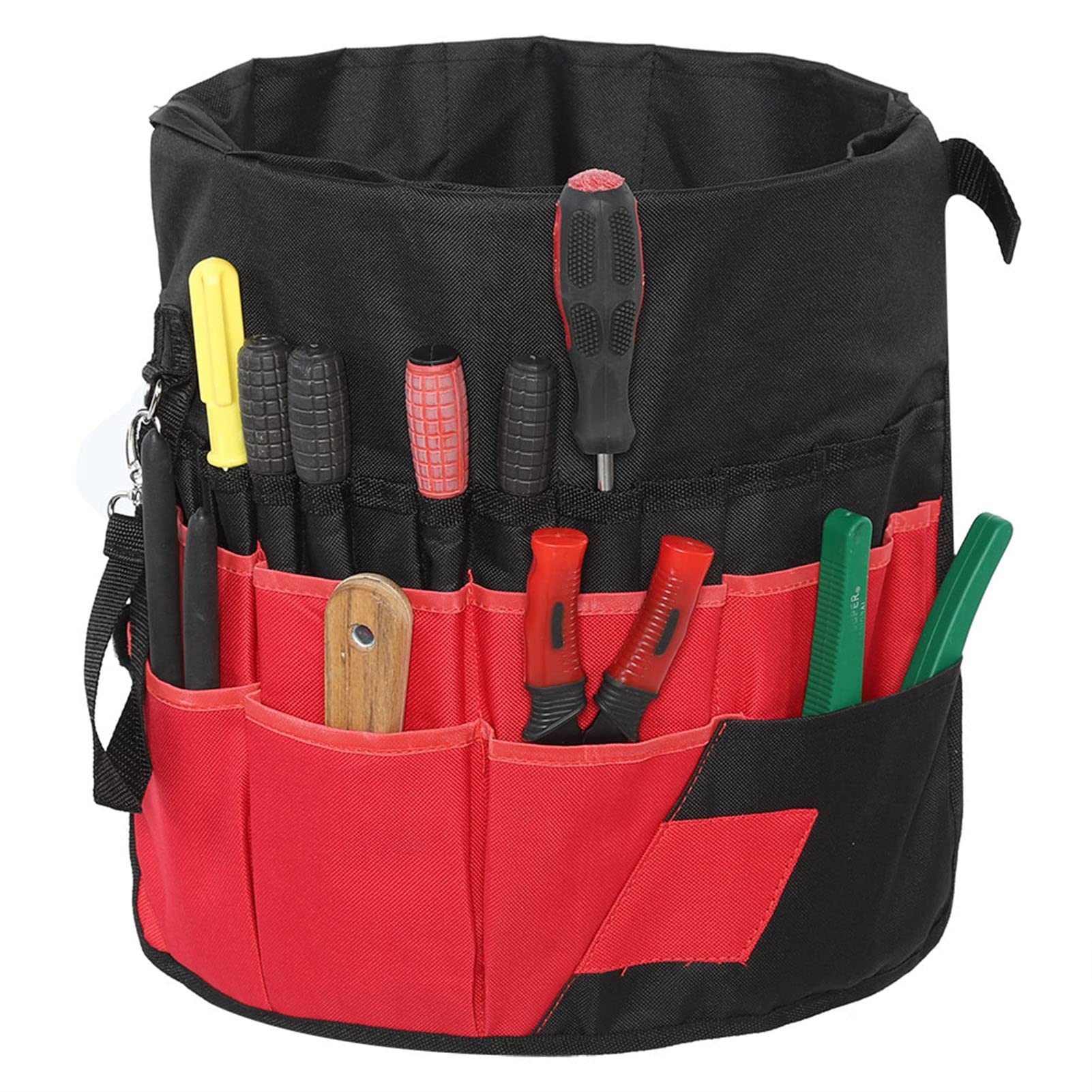 VIFER Sac à Outils pour Seau, Sac à Outils Multifonctionnel en Tissu Oxford avec 42 Poches pour Outils de Jardinage, Noir