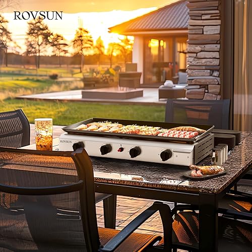 Miniatura 7 de ROVSUN Horno de gas y pizza para exteriores, de 12000 BTU, portátil de acero inoxidable con piedra de pizza de 12 pulgadas, encendido automático y