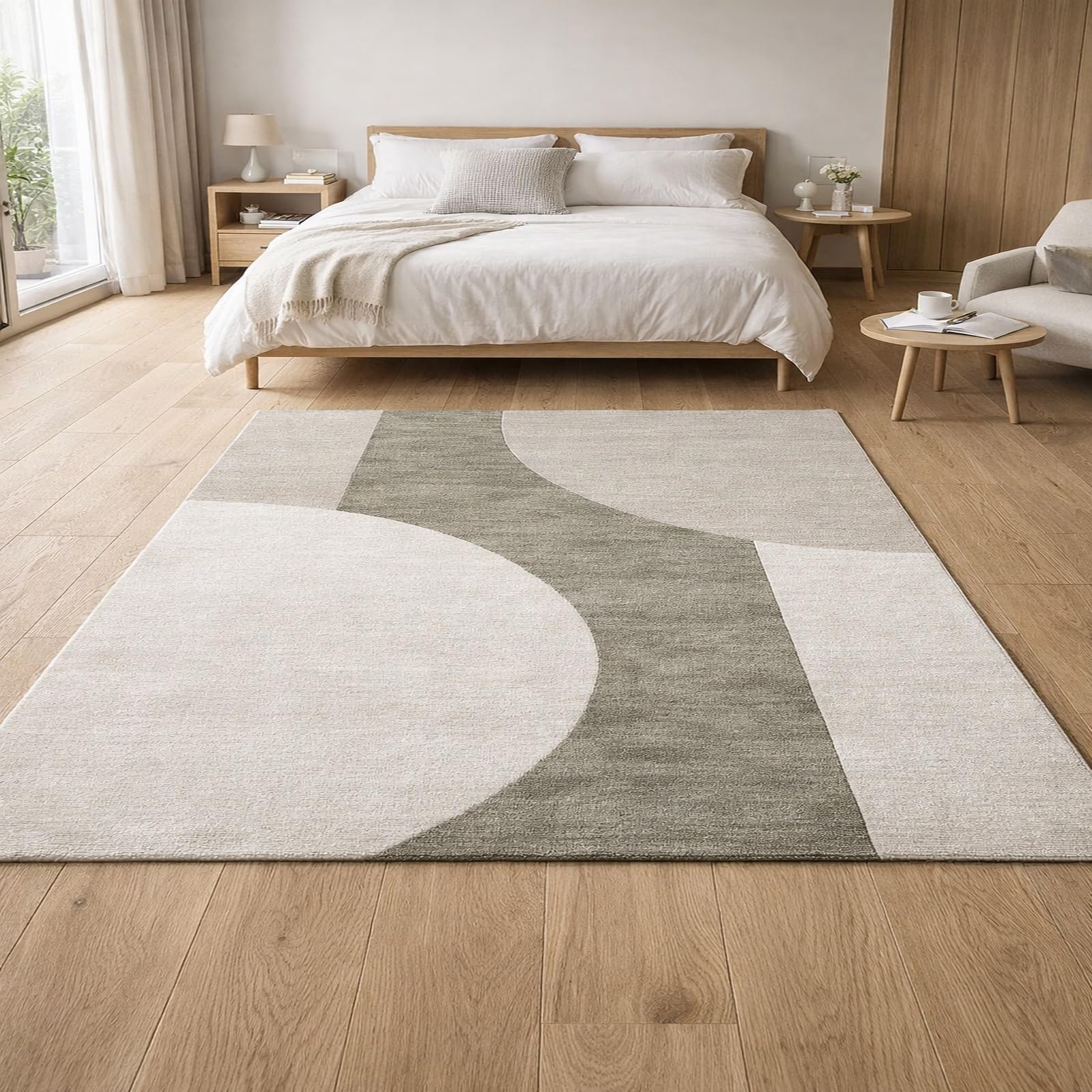 Tapis salon géométrique moderne gris et blanc 200x300 cm