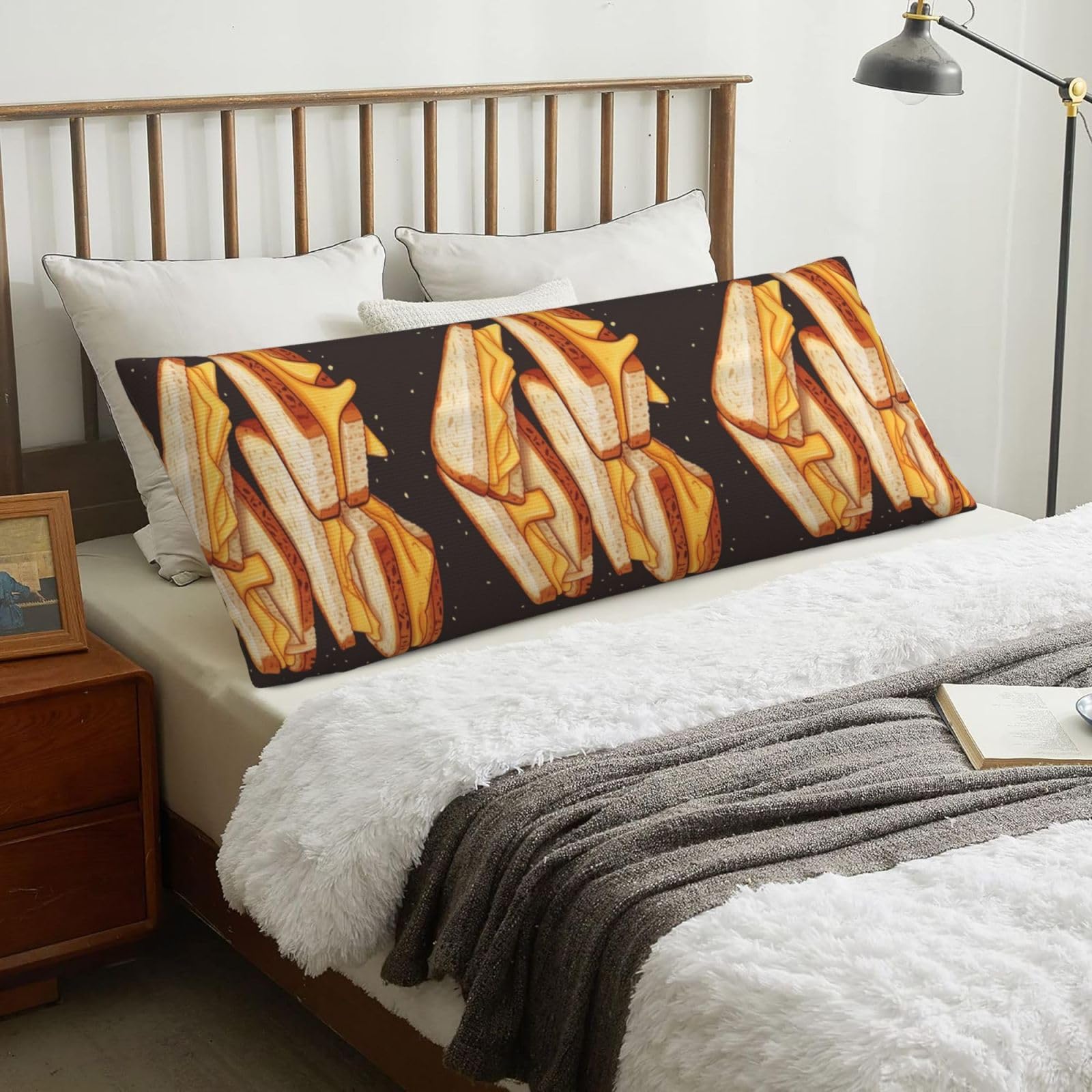 Cheese Sandwiches Print, Body Pillow Cover with Zipper,Long Body Pillowcase 20 x 60 in