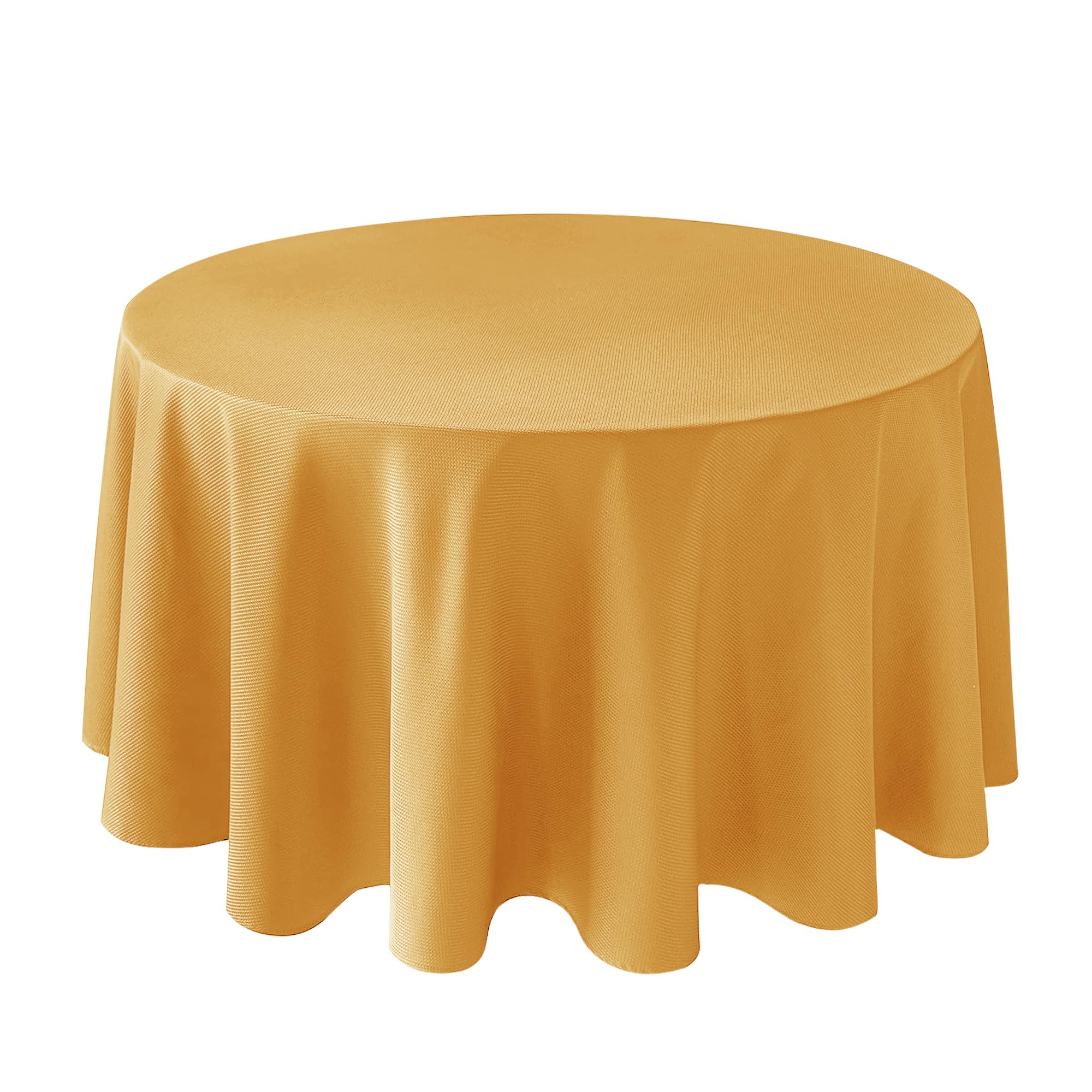 Biscaynebay Fall Tablecloth Textured Fabric Round Tablecloths 90", Fall Gold Thanksgiving Autumn Harvest Water Resistant Fabric Tablecloths for