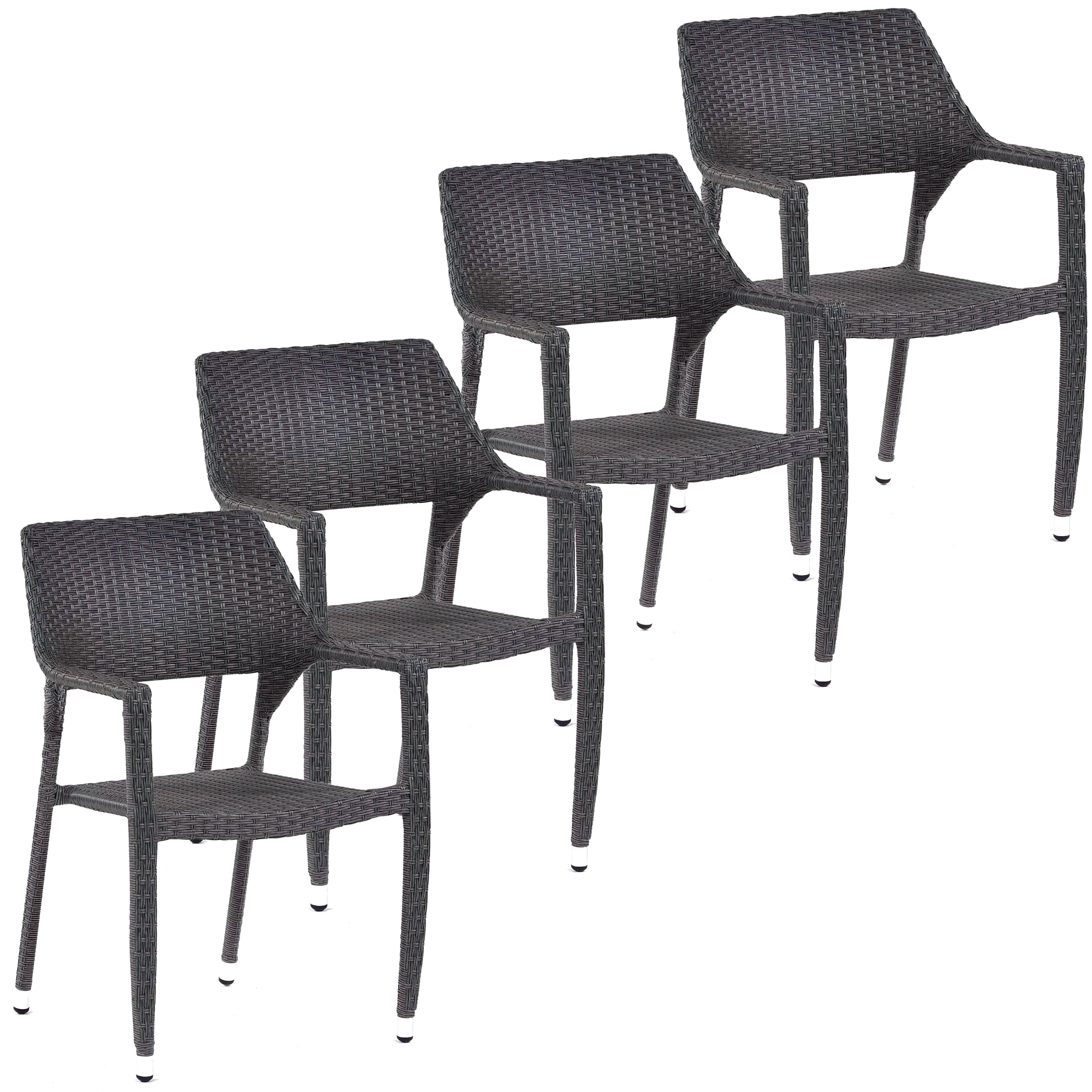 BrackenStyle Oasis Stacking Rattan Garden Armchair - Comfy Patio Seat - Durable Commercial Standard Rattan Weave - Grey (Set of 4) — image 1