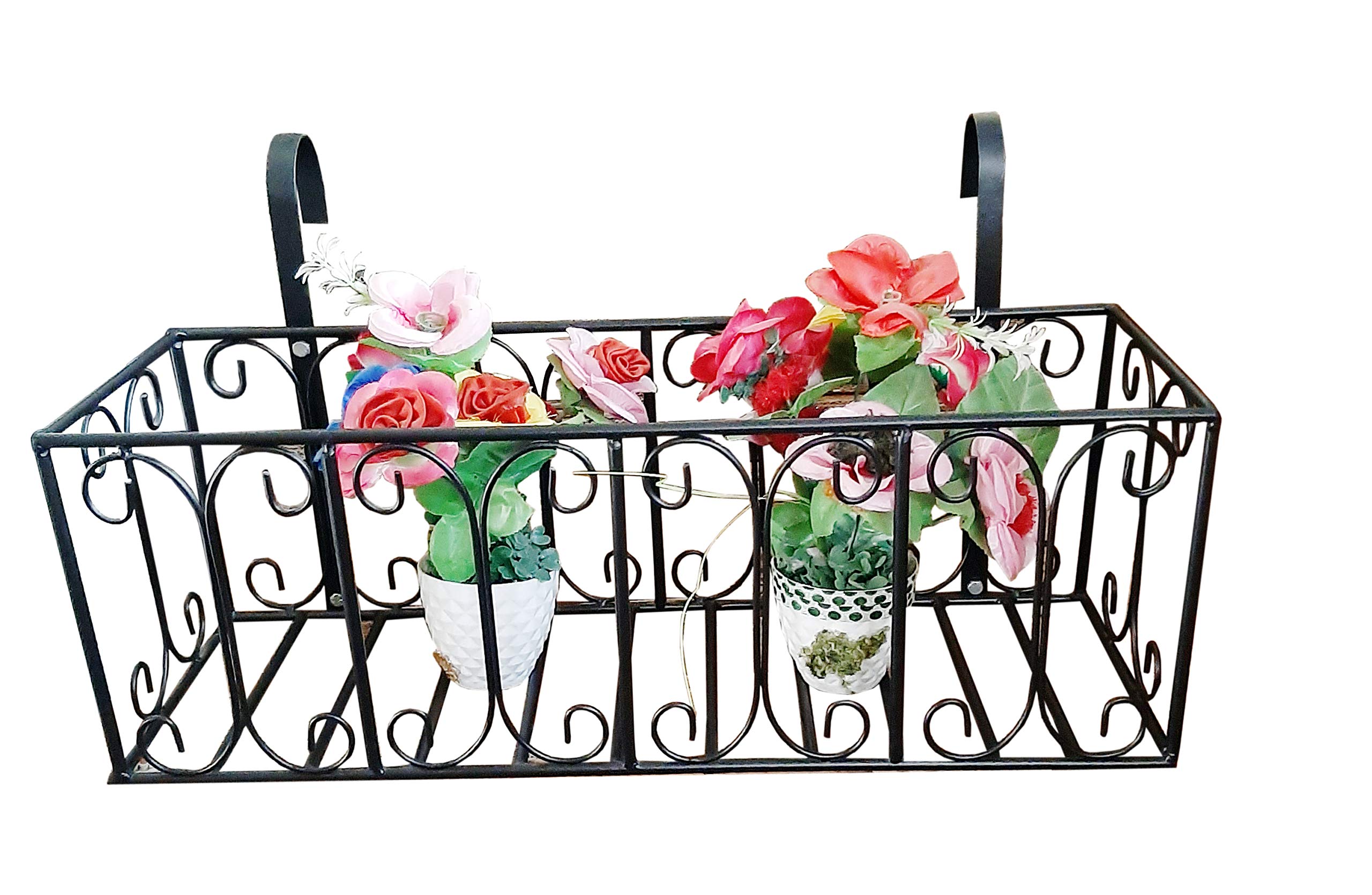 Ezzu Crafts Hanging Flower Railing Planter Vase Metal Iron Wall Hanging Planter Bucket Flower Holders for Railing Fence Balcony Garden Home Decoration Colour Black (B08R2N2185) Amazon Price History, Amazon Price Tracker