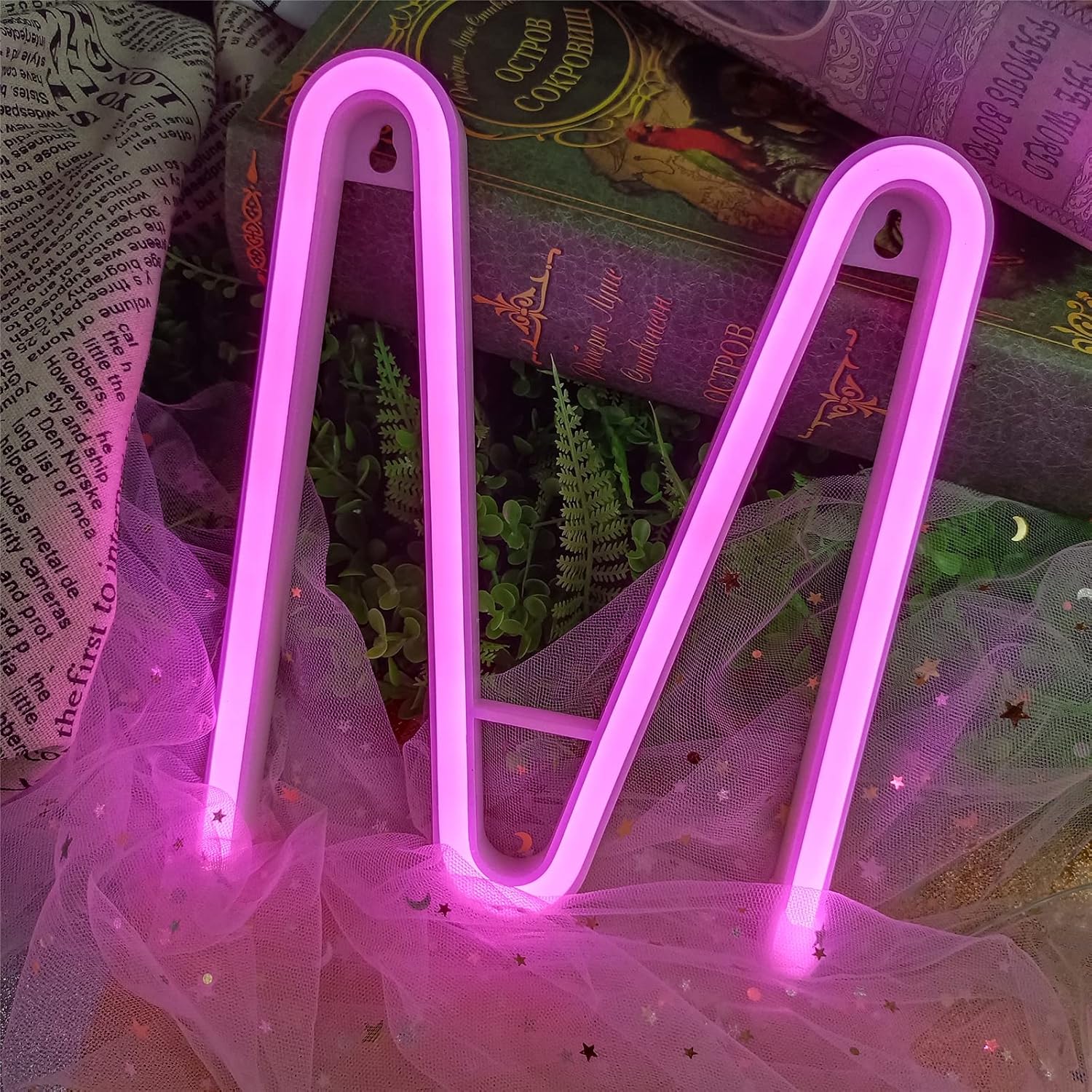 AMEVRGTHS Neon Signs Light up Letters M LED Custom Pink Letters Neon Sign, USB/AA Battery