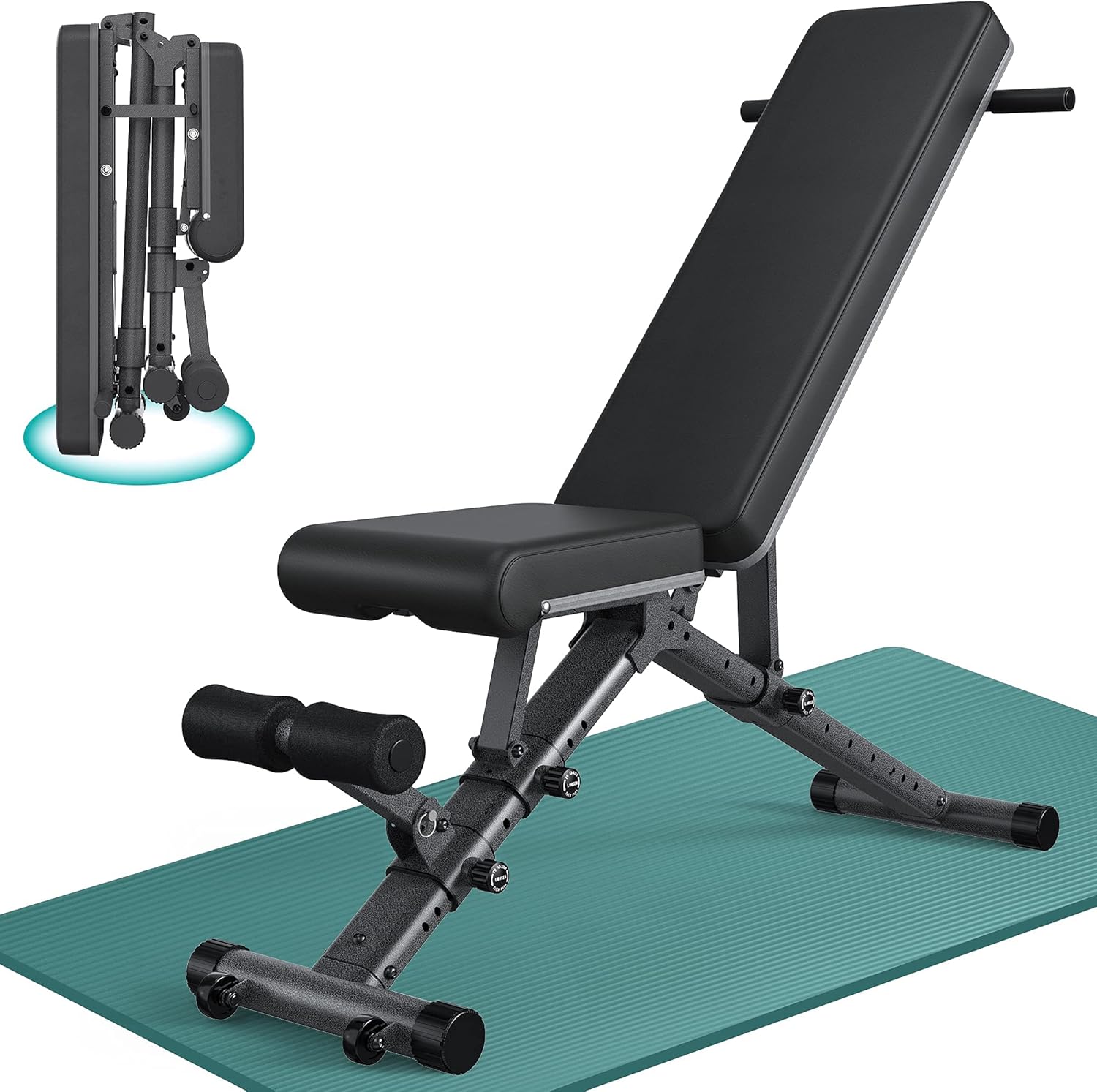 BARWING 10-5-4-2 Adjustable Weight Bench - 800lbs Folding Weight Bench 5-in-1 Strength Training Workout Bench Press for Weight Lifting with Dragon Flag, Automatic Lock Flat Incline Decline Bench for Home Gym Black : Sports & Outdoors