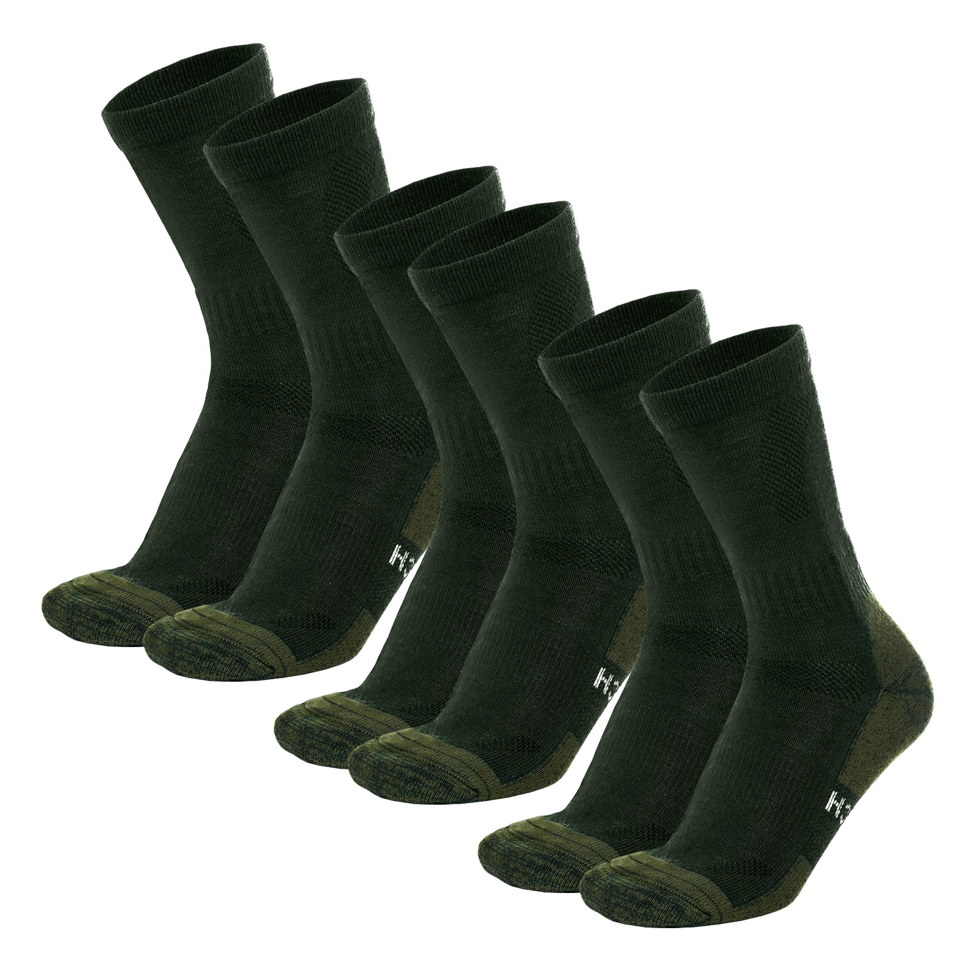 Merino tech Merino Wool Socks for Women And Men - Merino Wool Hiking Socks Crew Style 9-12 Army