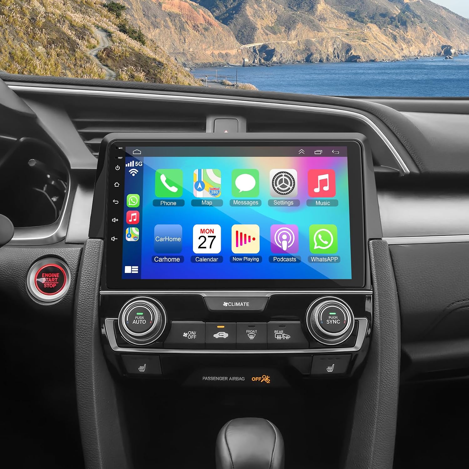 8 core 6GB+128GB Car Radio Stereo for Honda Civic 2016-2021 Built-in carplay Android Auto, 9 inch Android 15 Civic Car Stereo Head Unit with WiFi GPS Navigation Bluetooth Steering Wheel Control