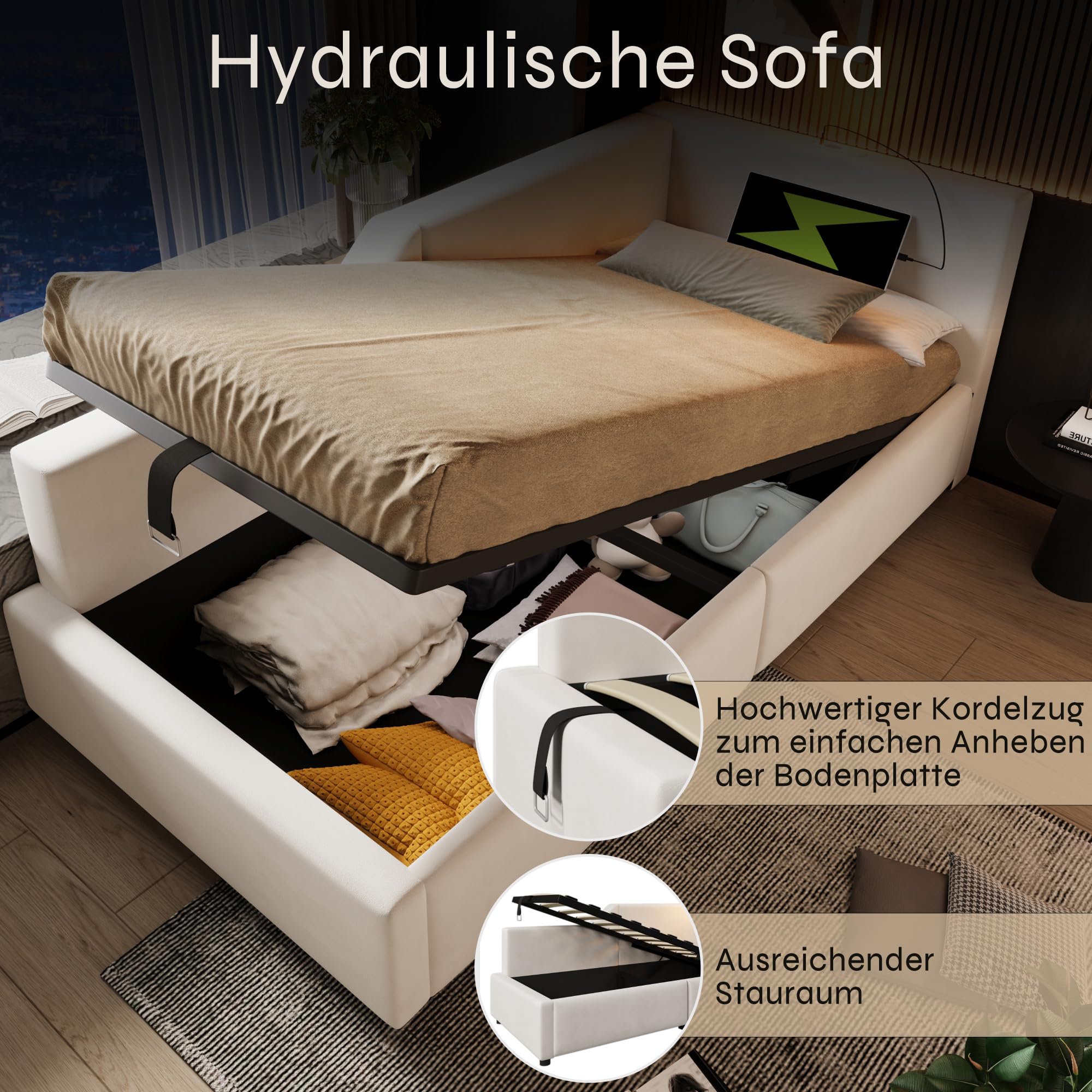 Sofá Cama de diseño clásico y Almacenamiento Inteligente - para hogares Modernos y familias