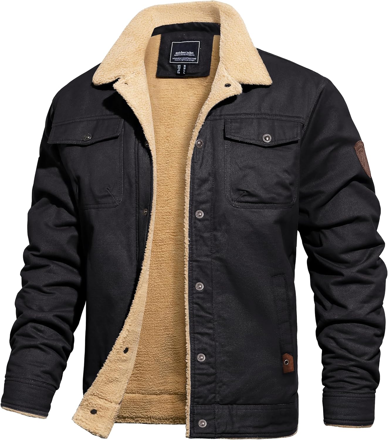 TACVASEN Men's Fleece-Lined Winter Cargo Coat