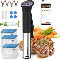 Hobsir Kit de cozimento sous vide, máquina de sous vide de 1100 W com 30 sacos de vedação, bomba de vácuo, ímãs, LED, controle de aplicativo Wi-Fi, circulador de imersão de aço inoxidável silencioso