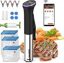 Hobsir Sous Vide Cooker Kit, 1100W Sous Vide Machine with 30 Seal Bags, Vacuum Pump, Magnets, LED, Wifi App Control, Silen...