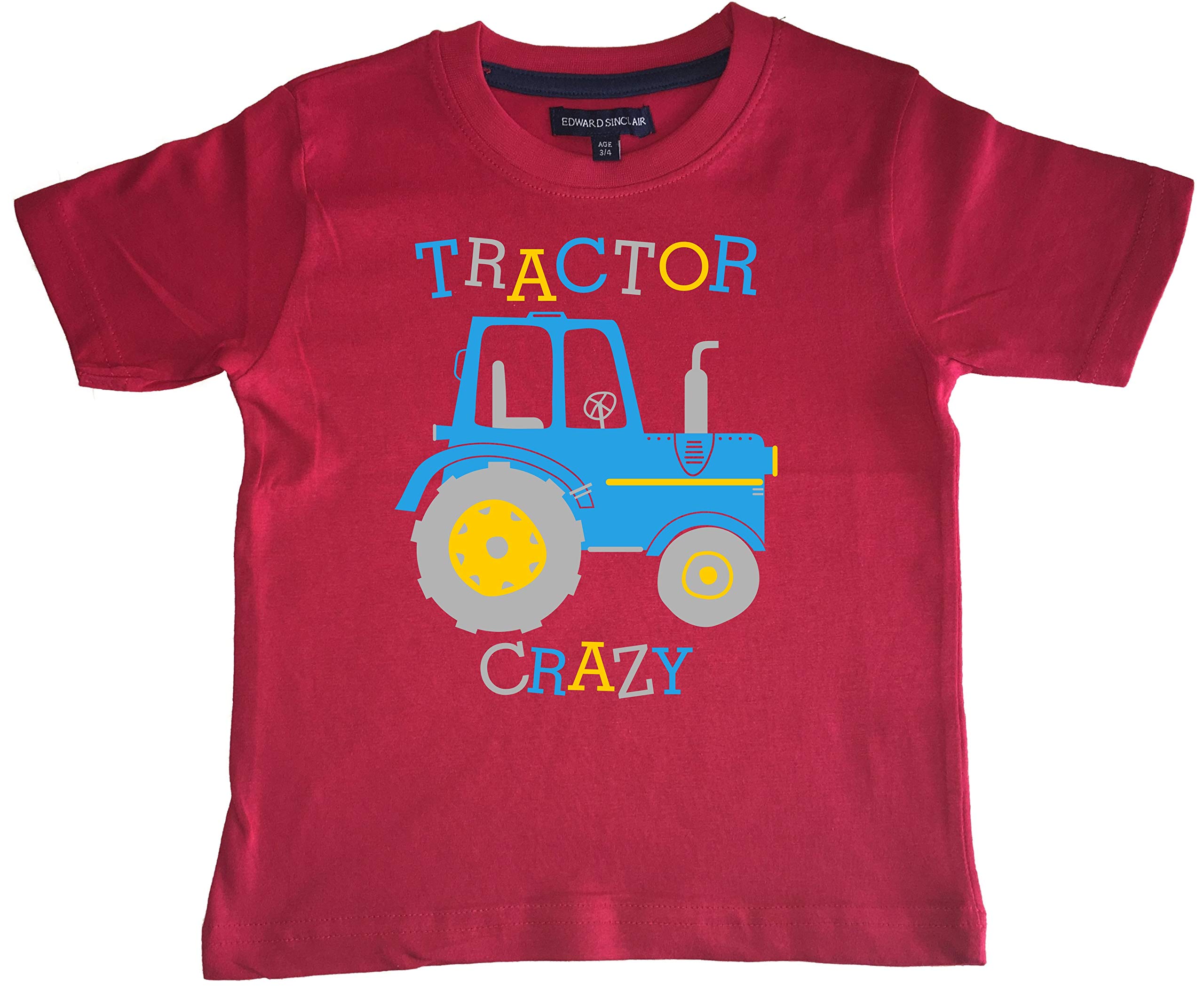 Edward Sinclair |5-6 Years| Red |T-Shirt| Tractor Crazy | Sapphire| Silver & Yellow Print
