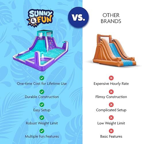 Miniatura 8 de Sunny &amp; Fun - Parque inflable de cuatro esquinas, resistente para diversión al aire libre, pared de escalada, tobogán y piscina profunda, fácil de
