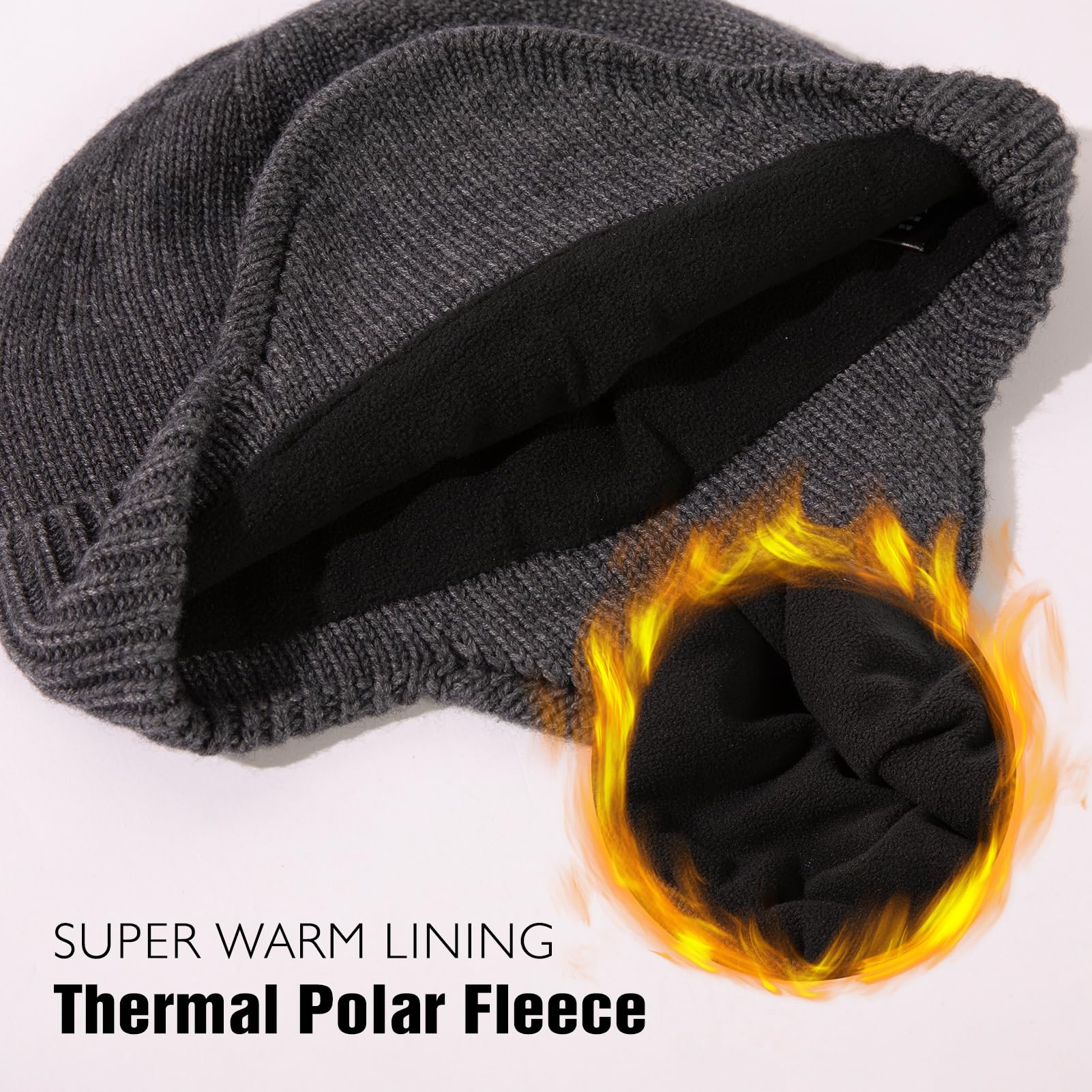 TOP-EX XL/XXL DryKnit Unisex 80% Merinowolle wasserdichte Beanie, warme Wintermütze mit Fleece gefüttert & Ohrenklappe