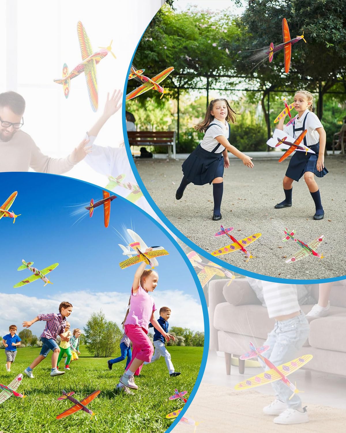 6 Pezzi Aereo Polistirolo Bambini, Aereo Giocattolo Giochi Bambino 3-8 Anni Regalo, Aliante Aeroplano Schiuma Regalo Natale, Giocattolo Grande Giochi Giardino Esterno
