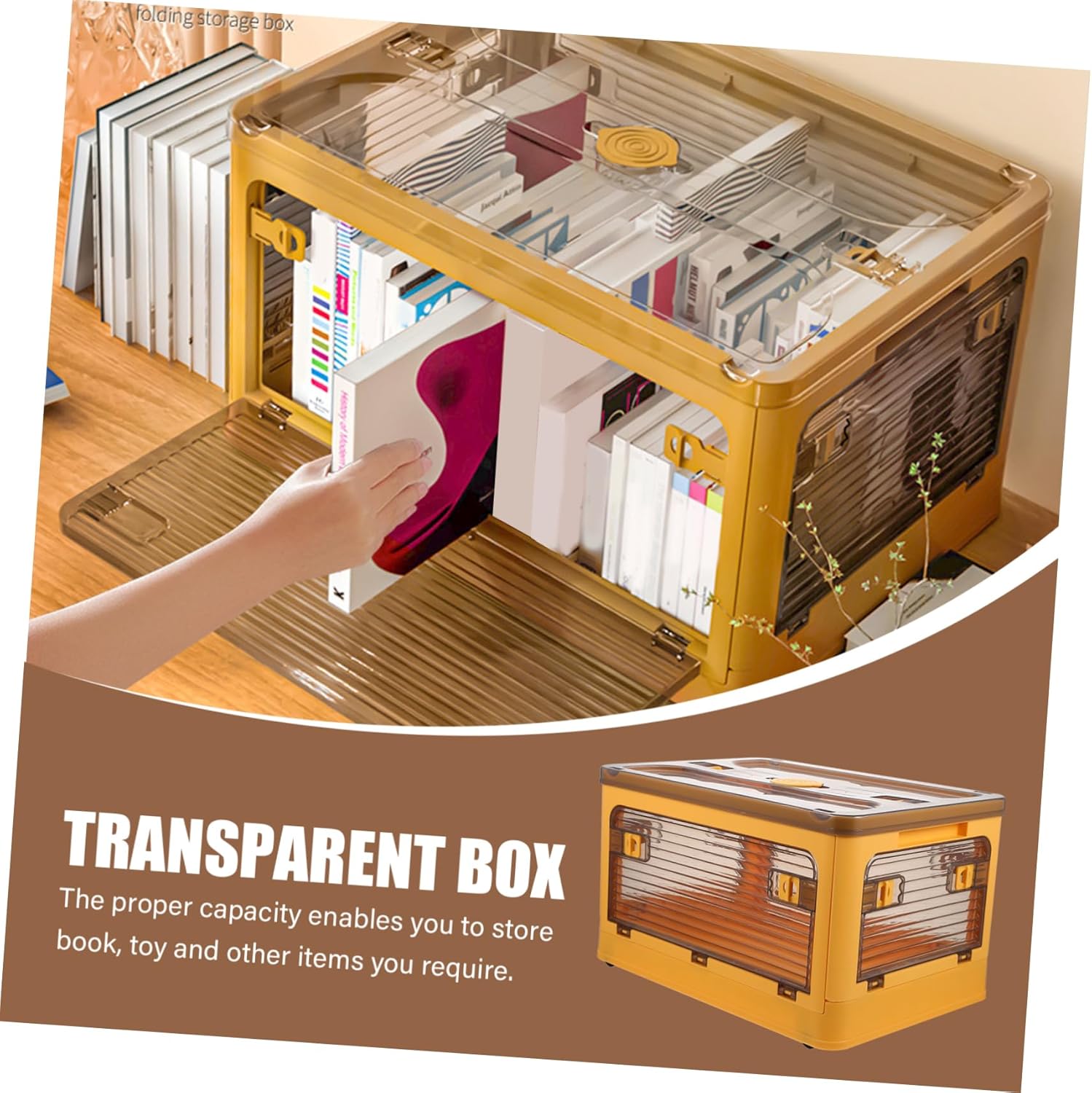 Foldable Storage Bin Transparent Sundries Organizer with Material Lightweight Design for Home Office Living Room and Study Room Use Small with Stackable Feature