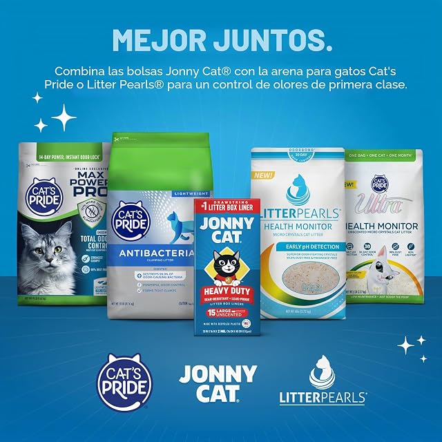 Foto 7 de 7 de Jonny Cat - Bolsas para caja de arena: resistentes a desgarros y fugas, cierre de cordón, tamaño grande, 15…