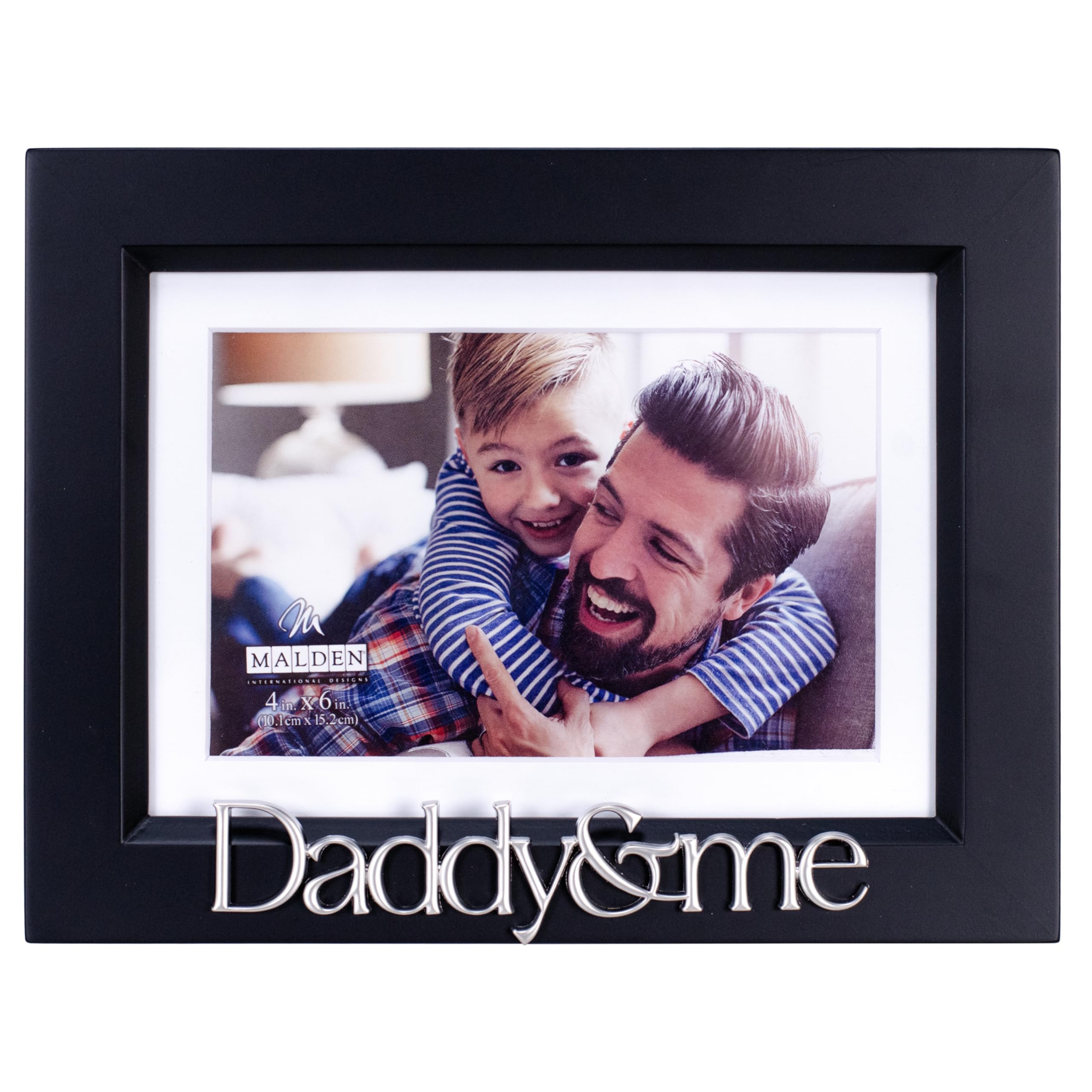 Malden Black International Designs 4X6 Or 5X7 Daddy & Me Expressions Picture Frame Silver Finish Word Attachment Matte Finish Frame White Beveled Mat