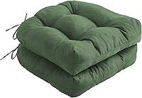 IPYNBAP Outdoor Chair Cushions Set of 2 - Waterproof Tufted Patio Seat Cushions with Ties, 19x19x5 Inch, Forest Green