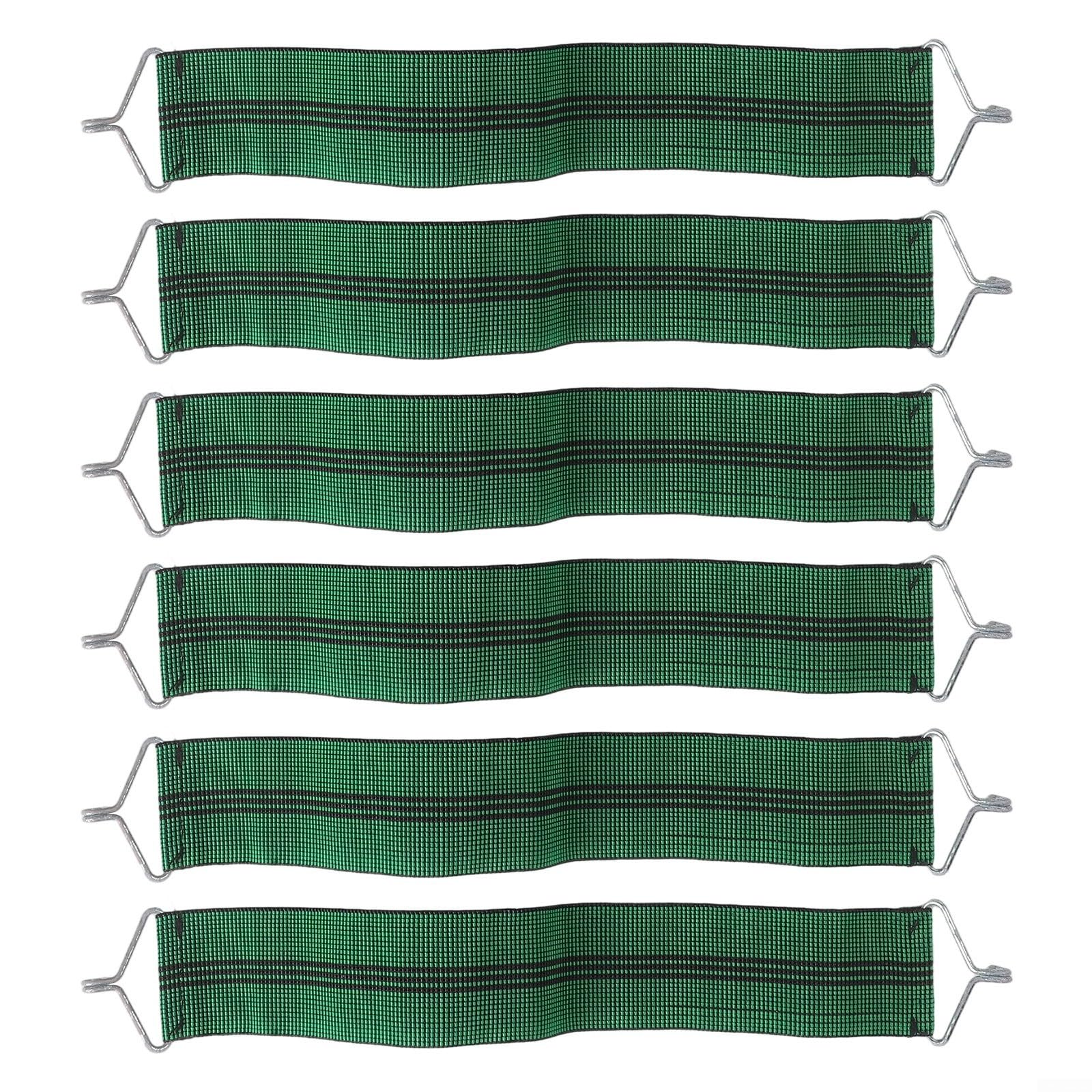 6 Pcs For Lounger Repair Belts, Thickened Fabric Reinforced Straps with Metal Hooks, Stretchable Anti-Crack Bands for Patio Lawn Recliner and Sunbed Replacement(green)