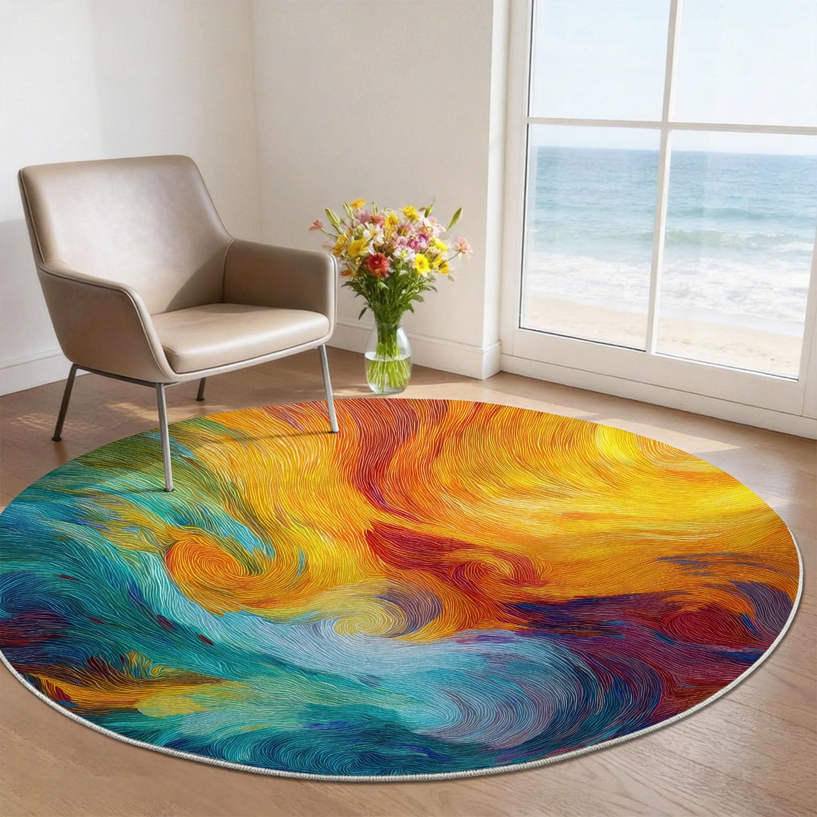 Tapis de sol super doux jaune orangé pour chambre d'enfant et patio abrité