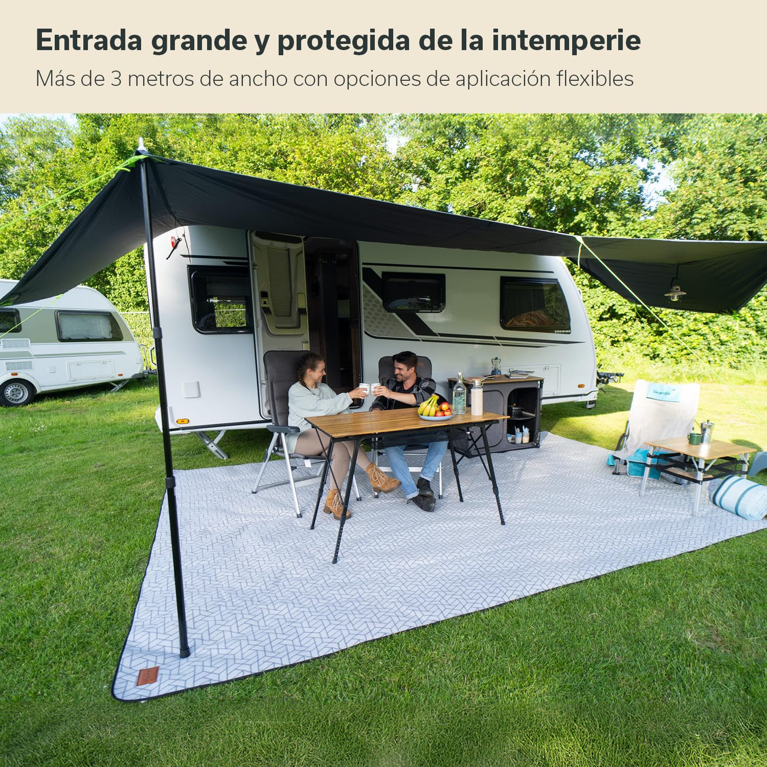 Skandika Freeway 3-4 m Avance/Toldo para caravanas con fijación, toldo e Sol con Ribete, protección UV 50+, 3000 mm Columna de Agua | Autocaravana, Camper, Bus (3 Metros)
