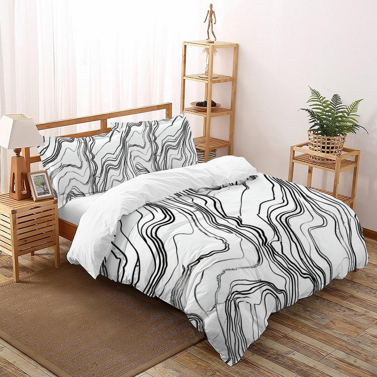 Housse de couette anti-plis super douce pour lit double 200x200cm imprimé moderne