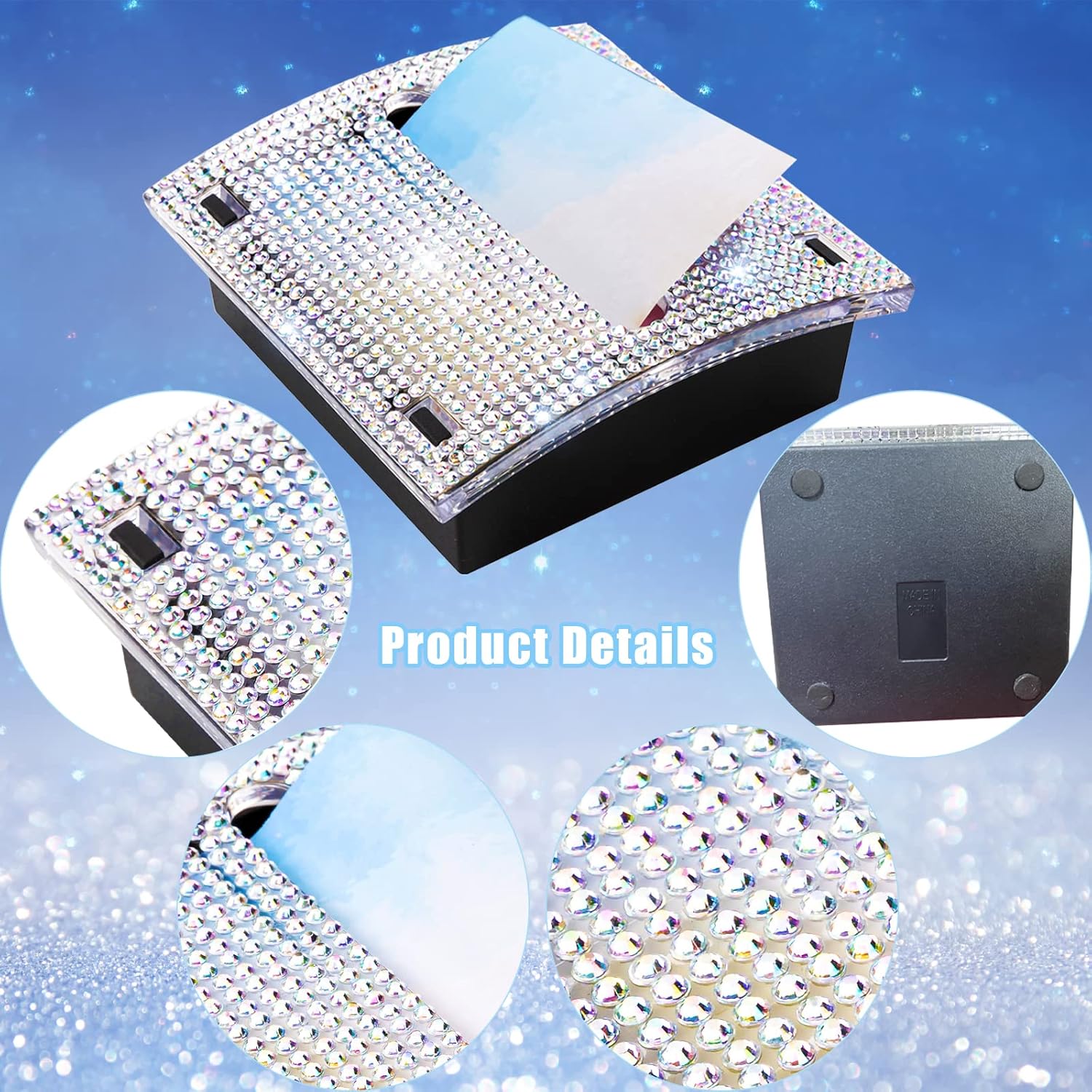 2PCS Rhinestone Self Stick Note Pad Holders 4 x 4 Inches Post-it Pop up Sticky Notes Dispenser Memo Note Container Dispenser for Office Home Classroom Desk Supplies : Office Products